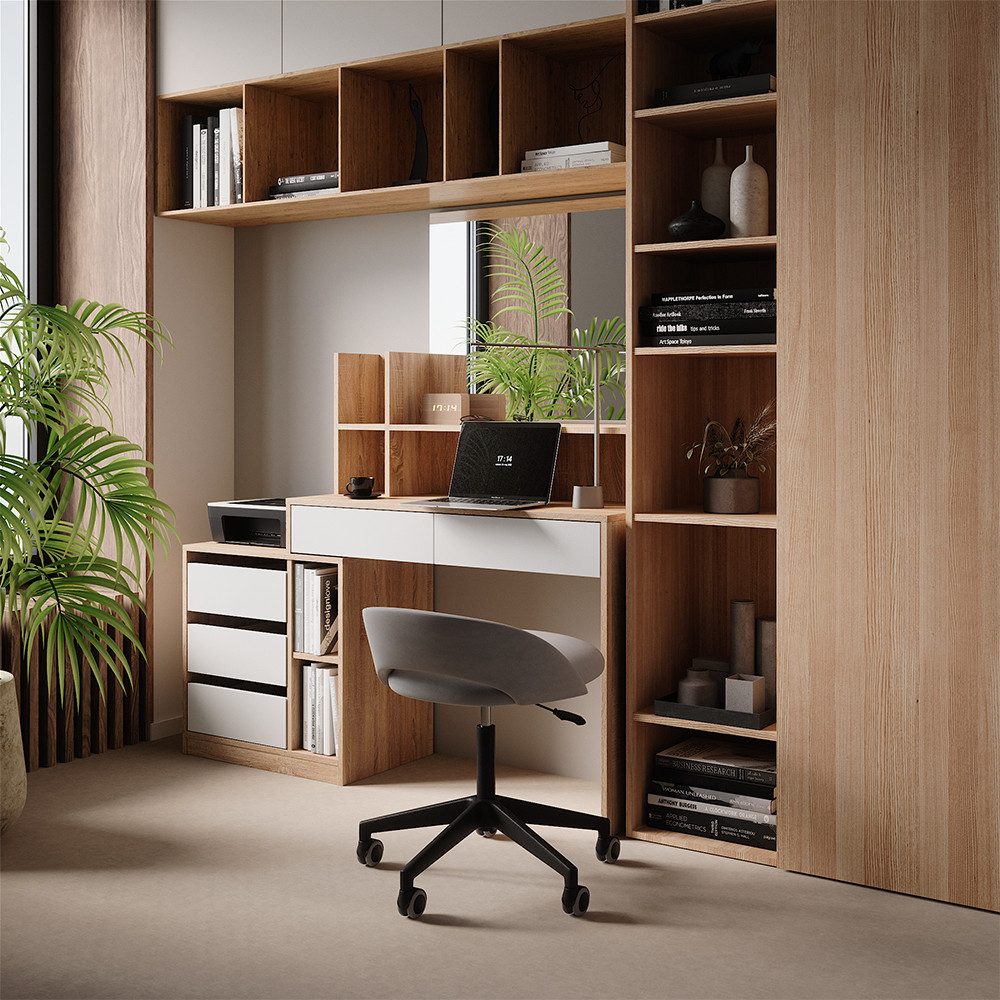 Vicco Schreibtisch Anja, Weiß/Sonoma, 139.8 x 40 cm mit Schubladen (1-St)