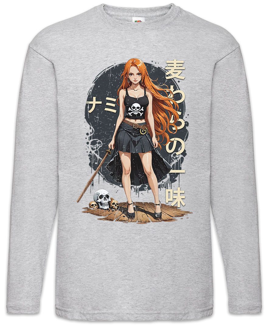 Langarmshirt Anime Nami Langarm T-Shirt One Pirate Adventure Anime Piece D Luffy