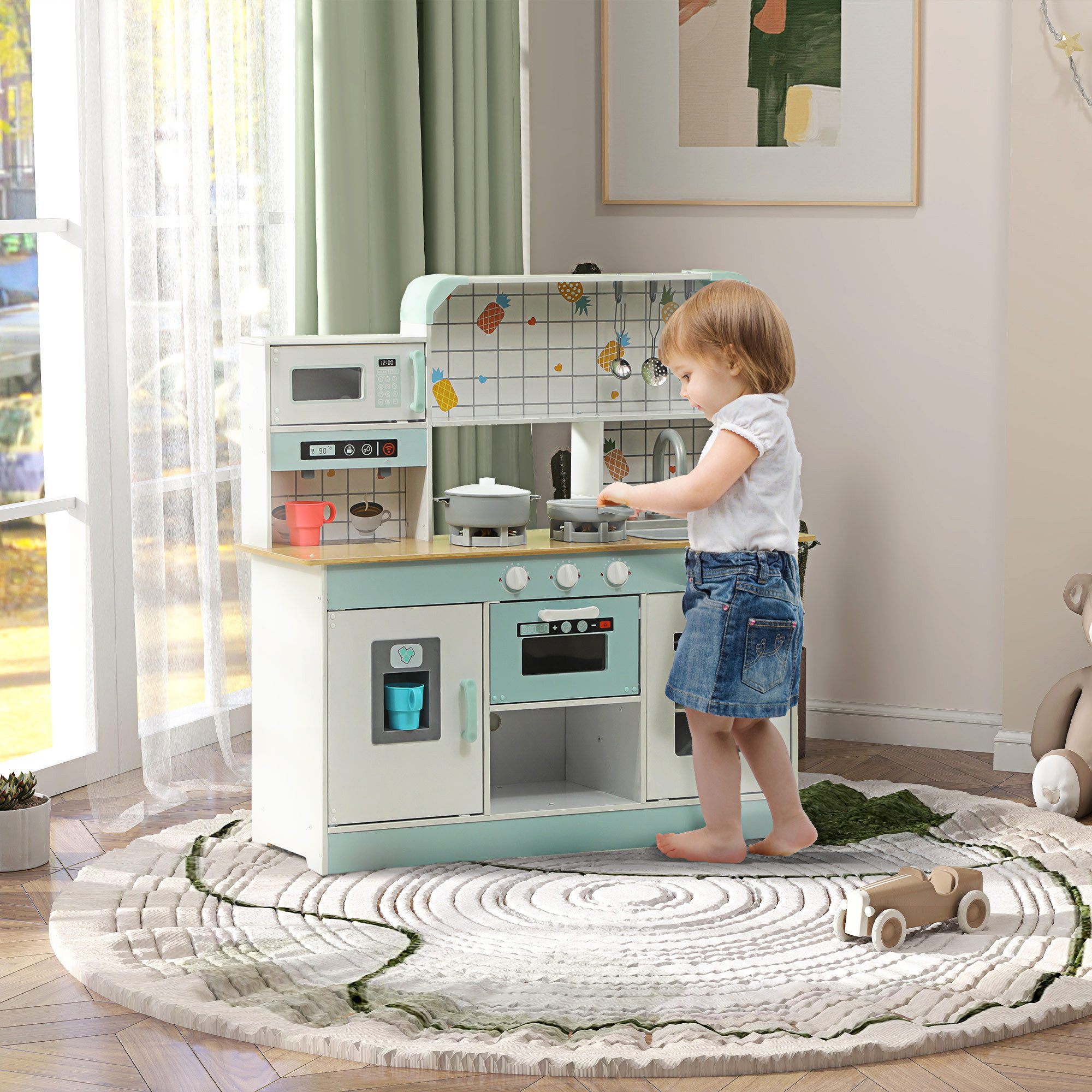 AIYAPLAY Spielküche Kinderküche mit Lichtern, Geräuschen, günstig online kaufen