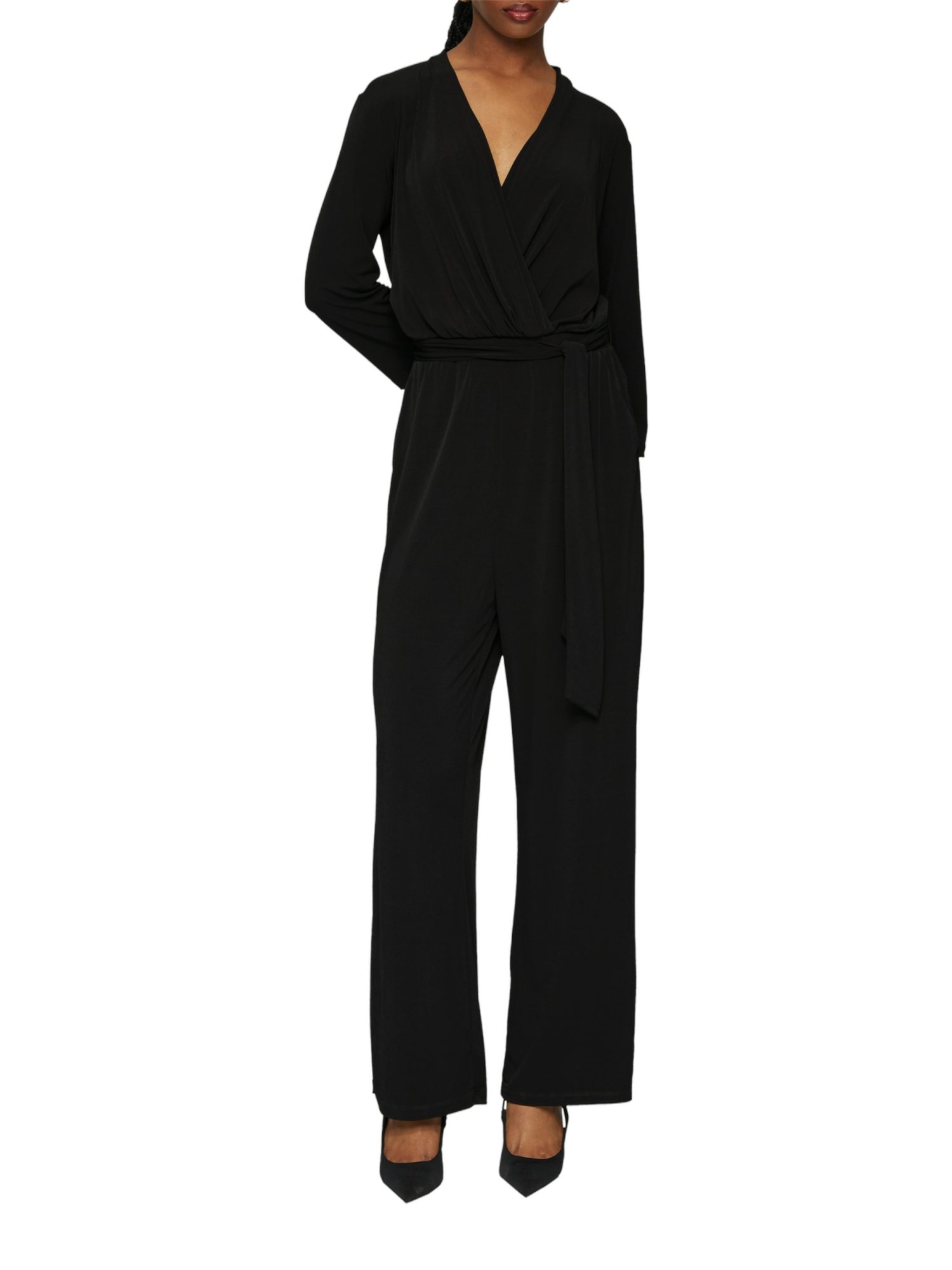 s.Oliver BLACK LABEL Overall grau, Casual, Polyester, Unifarben, V-Ausschnitt, 3/4 Arm, Regular Fit