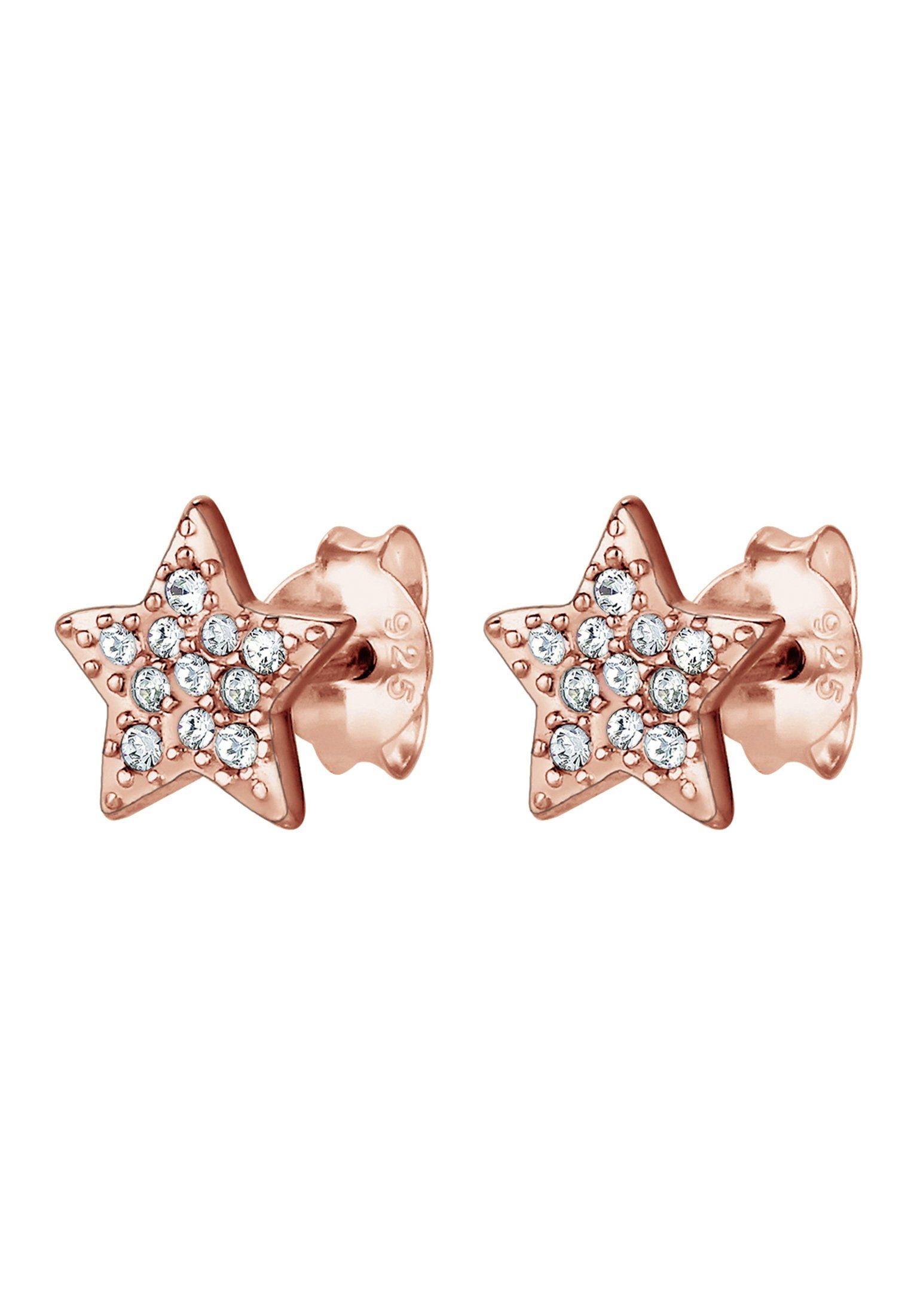 Elli Rosegold Trend Sterne Astro Ohrstecker Paar Kristalle 925 Silber