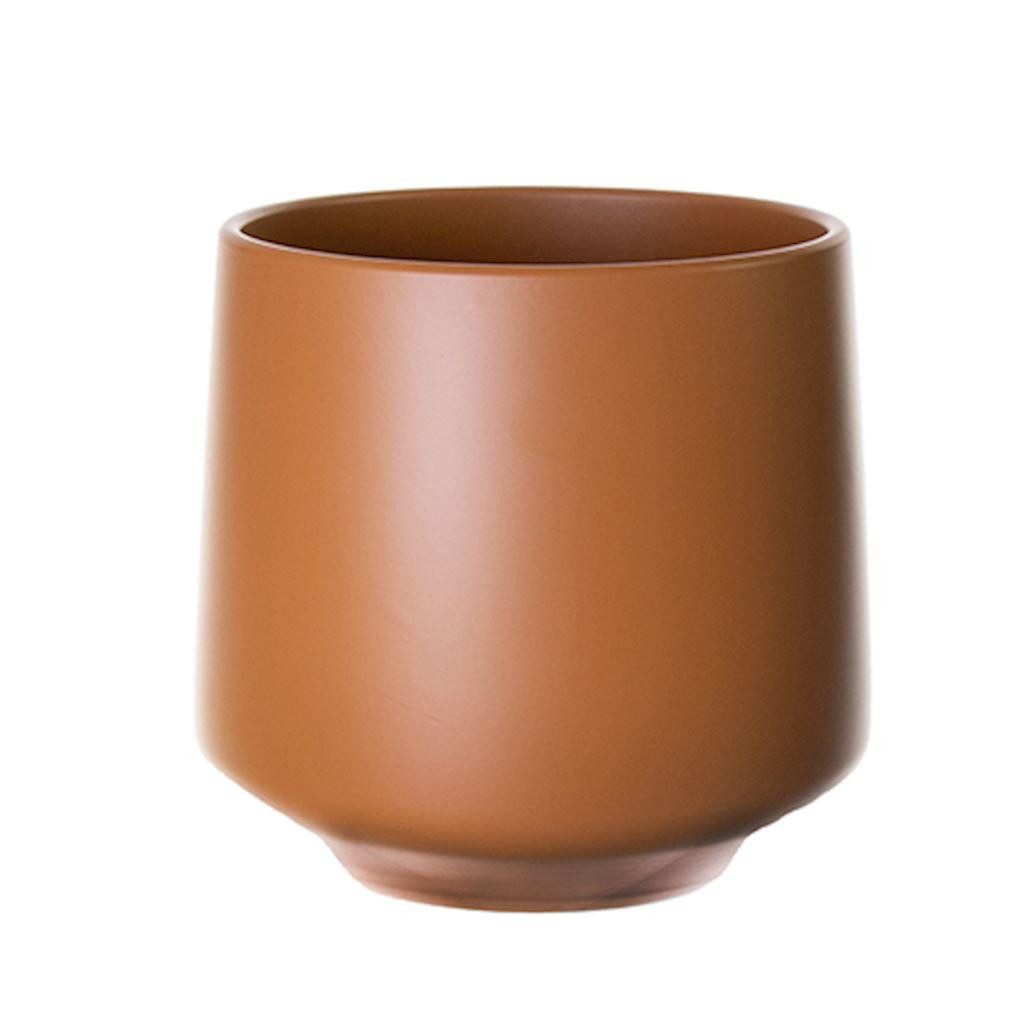 INNA-Glas Blumentopf Übertopf ZIOKA aus Keramik, matt-karamell, 20,8 cm, Ø 23,5 cm