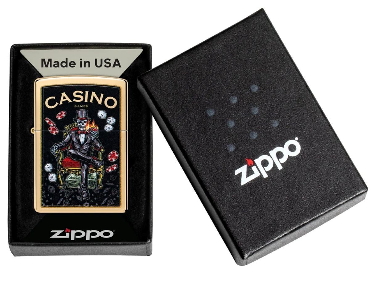 Zippo Feuerzeug Messing Casino Games Skull (1-St), Zippo Neuheit Herbst 2026