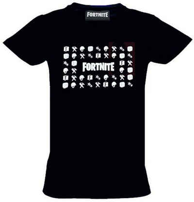 Fortnite Print-Shirt FORTNITE T-SHIRT Jungen und Mädchen Kinder + Jugendliche + Erwachsene Schwarz Epic Icons Gr. XS S M 140 152 164 176