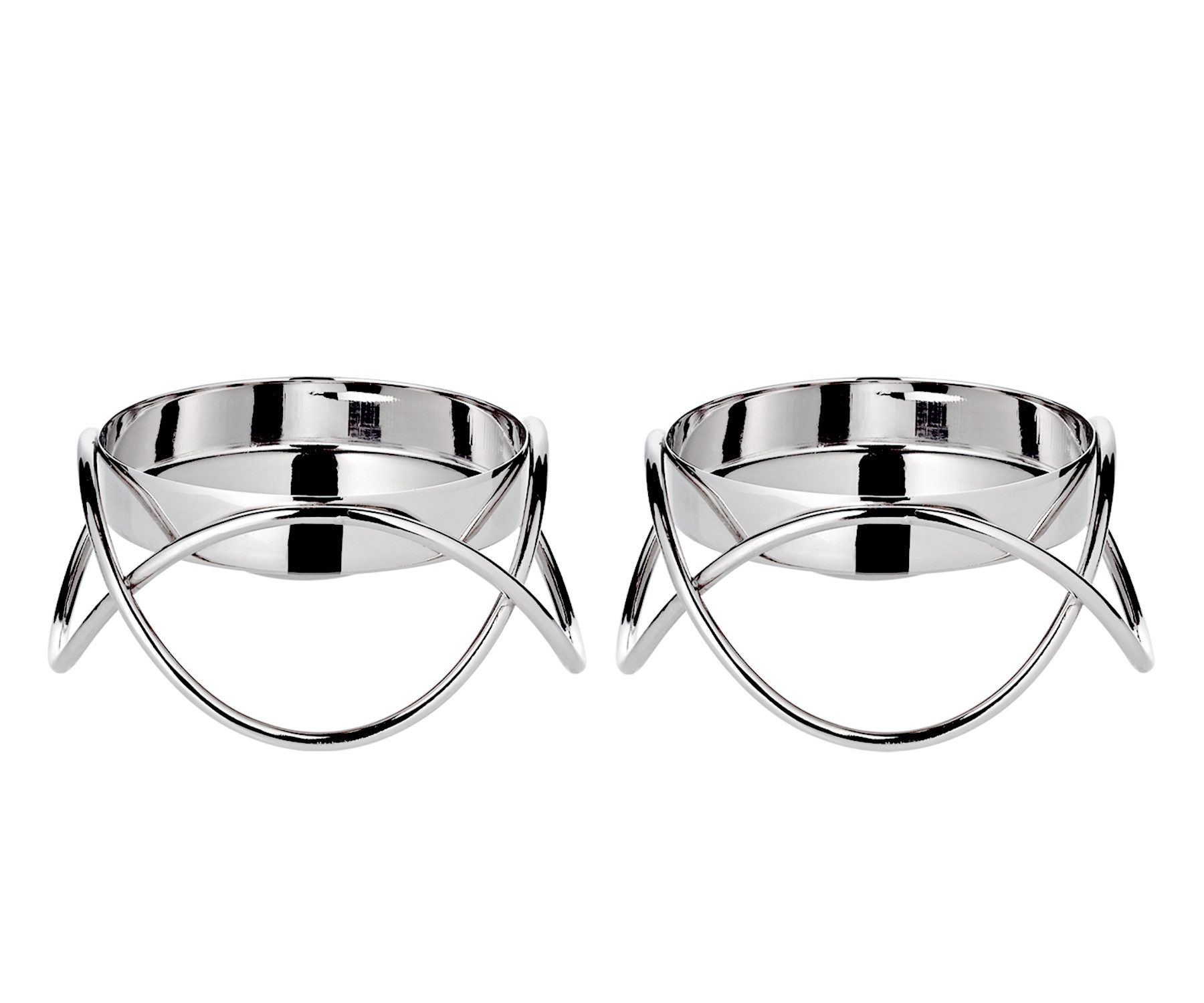 EDZARD Kerzenhalter Bastia, 2er-Set, Edelstahl, vernickelt, hochglanzpoliert, H 4,5 cm