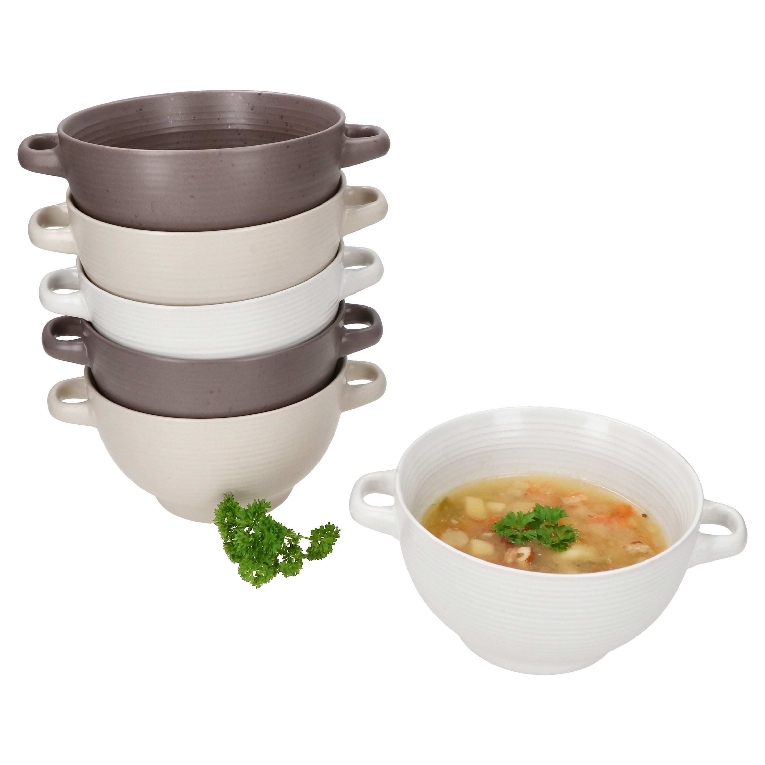 MamboCat Суповая тарелка 6x Sandy Suppentasse 450ml mit Henkeln Suppenterrine stapelbar