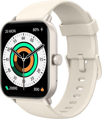 KALINCO Smartwatch (1,8 Zoll, Android iOS), Damen herren fitnessuhr fitness tracker wasserdicht schlafmonitor uhr