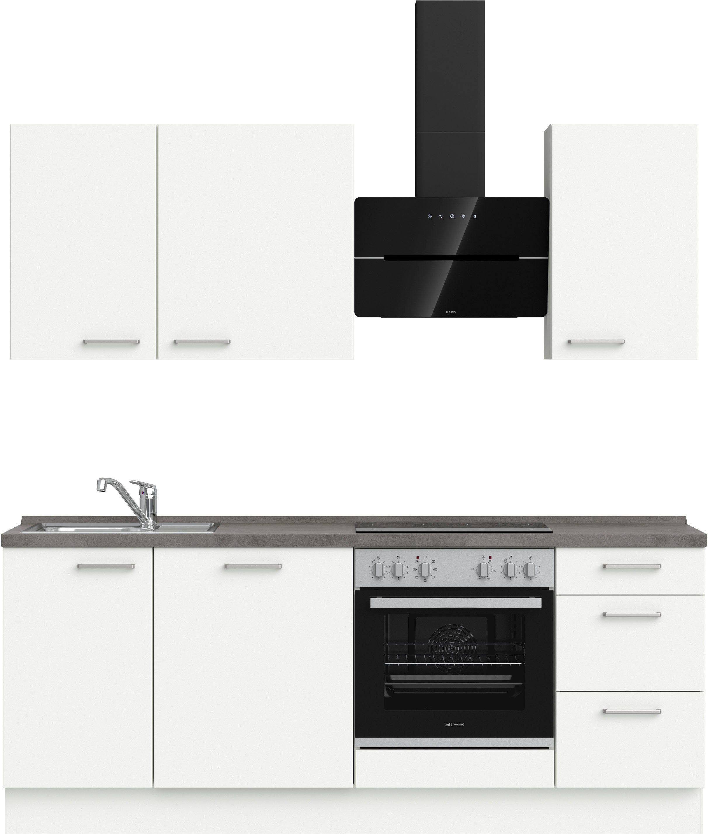 nobilia® elements Küchenzeile "elements premium", vormontiert, Ausrichtung wählbar, Breite 210 cm, mit E-Geräten