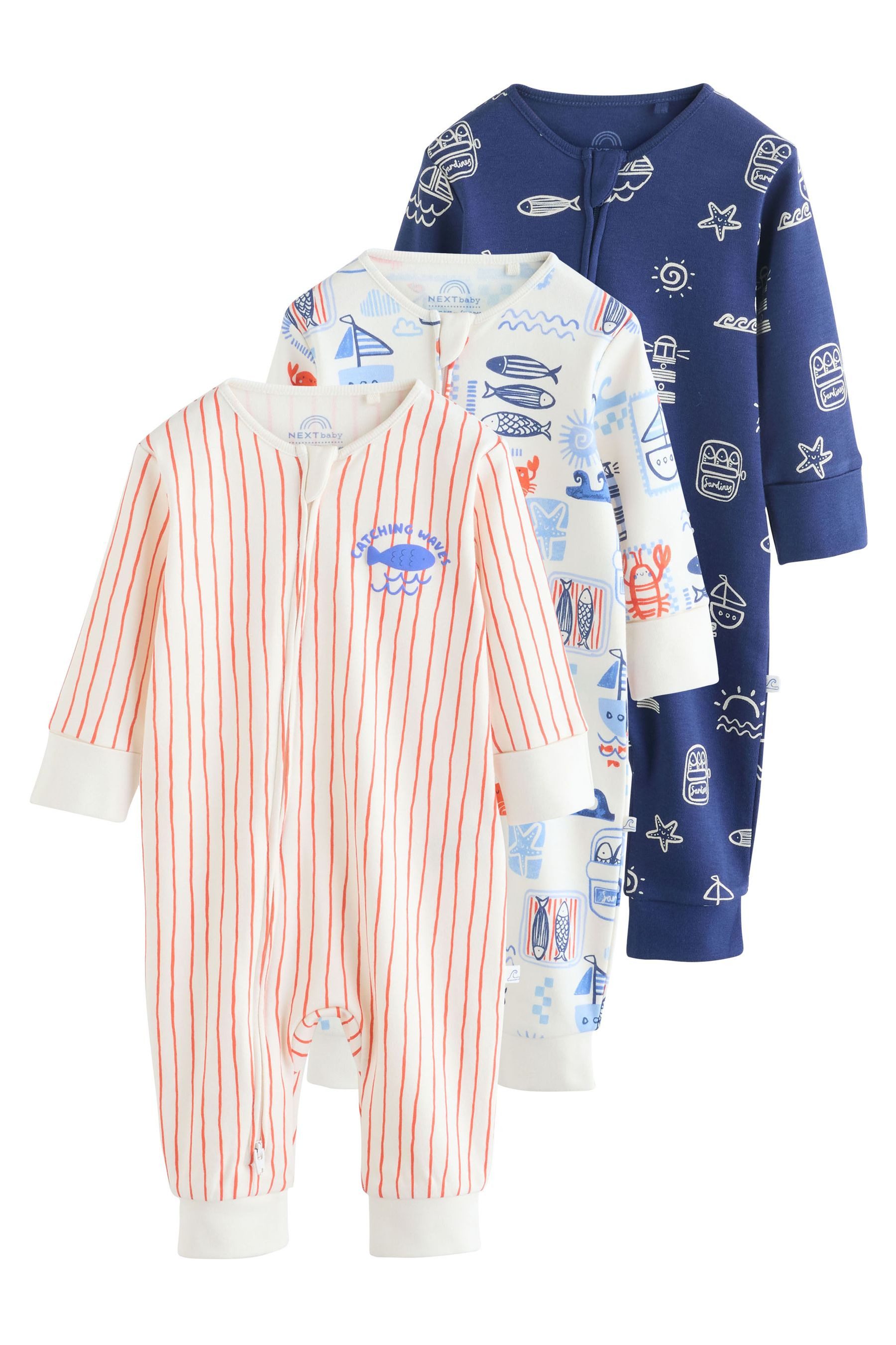 Schlafoverall Babyschlafanzüge mit Zweiwege-RV, 3er-Pack