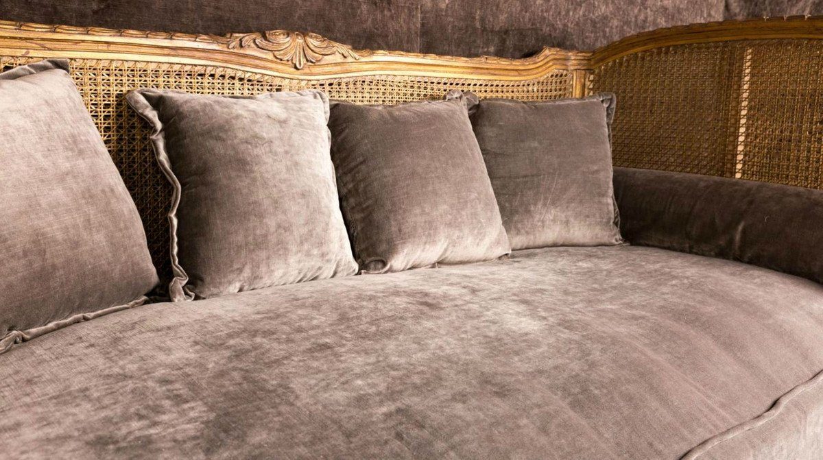 Wohnzimmer x Stil Antik Sofa Handgefertigtes Kissen Braun 187 Möbel x - Casa Sofa cm Sofa - Taupe Luxus / 103 H. Barock Padrino mit 89 im