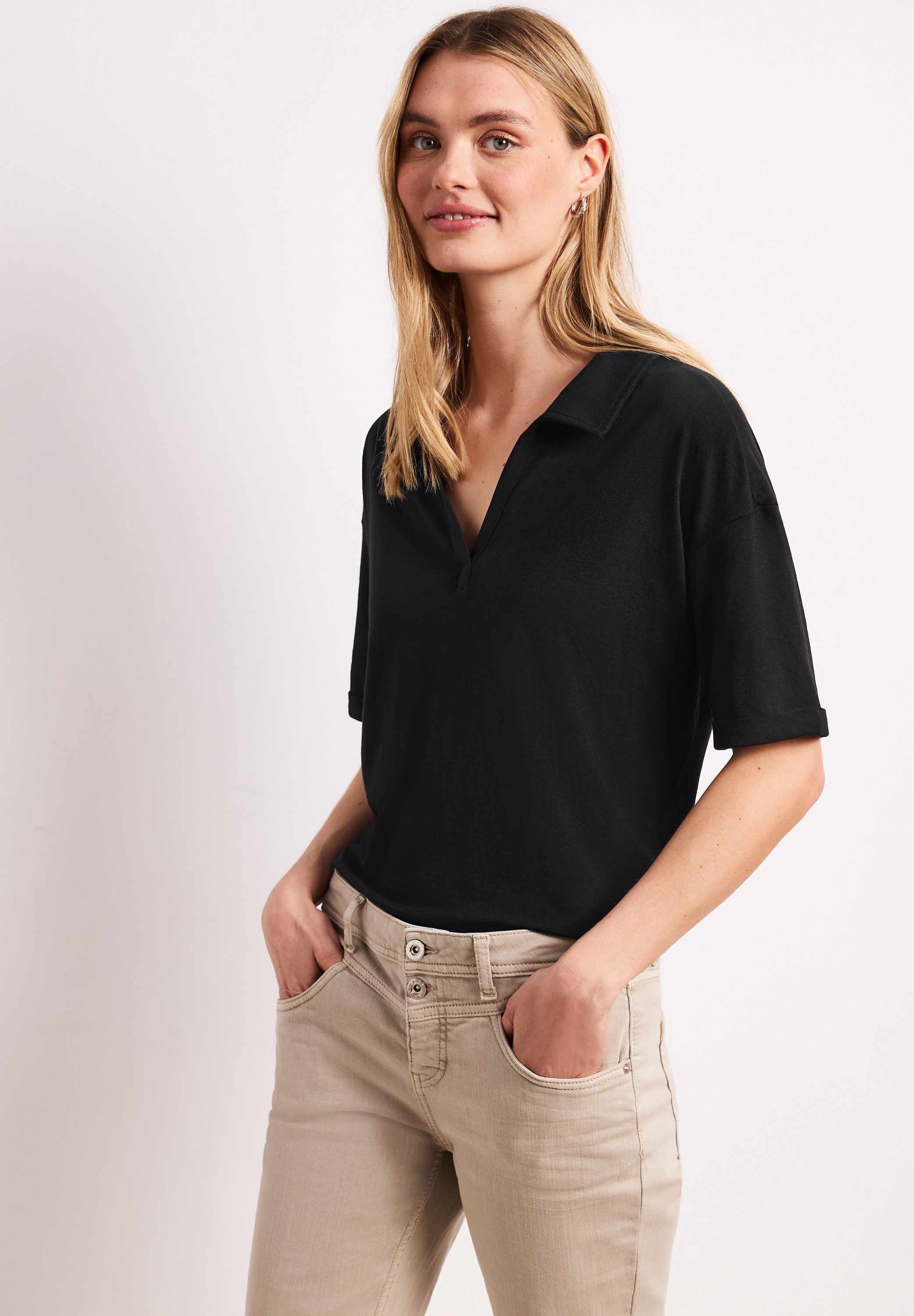 STREET ONE Poloshirt im soften Baumwoll-Mix
