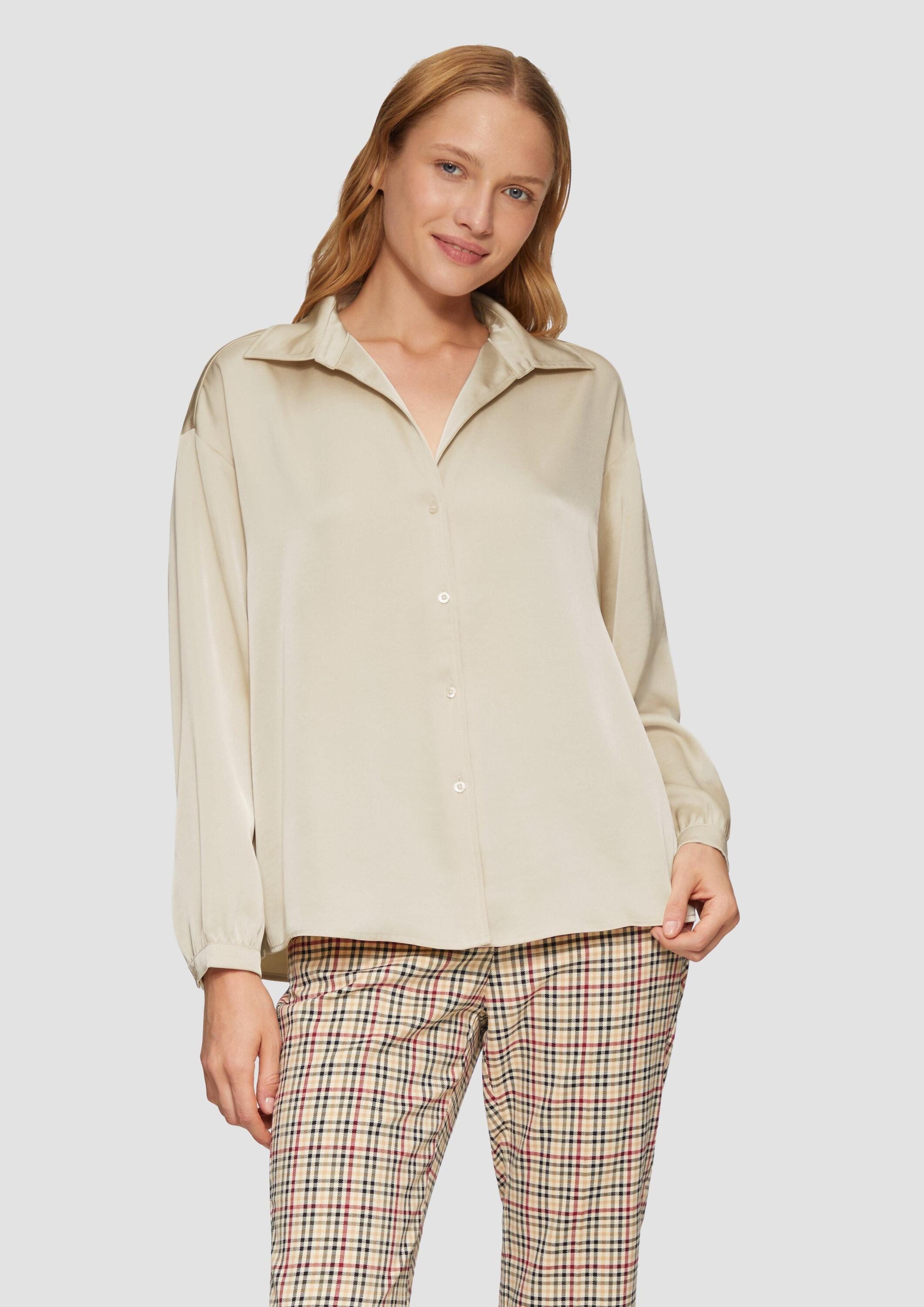 s.Oliver Langarmbluse Bluse Satinierte Bluse mit V-Ausschnitt günstig online kaufen