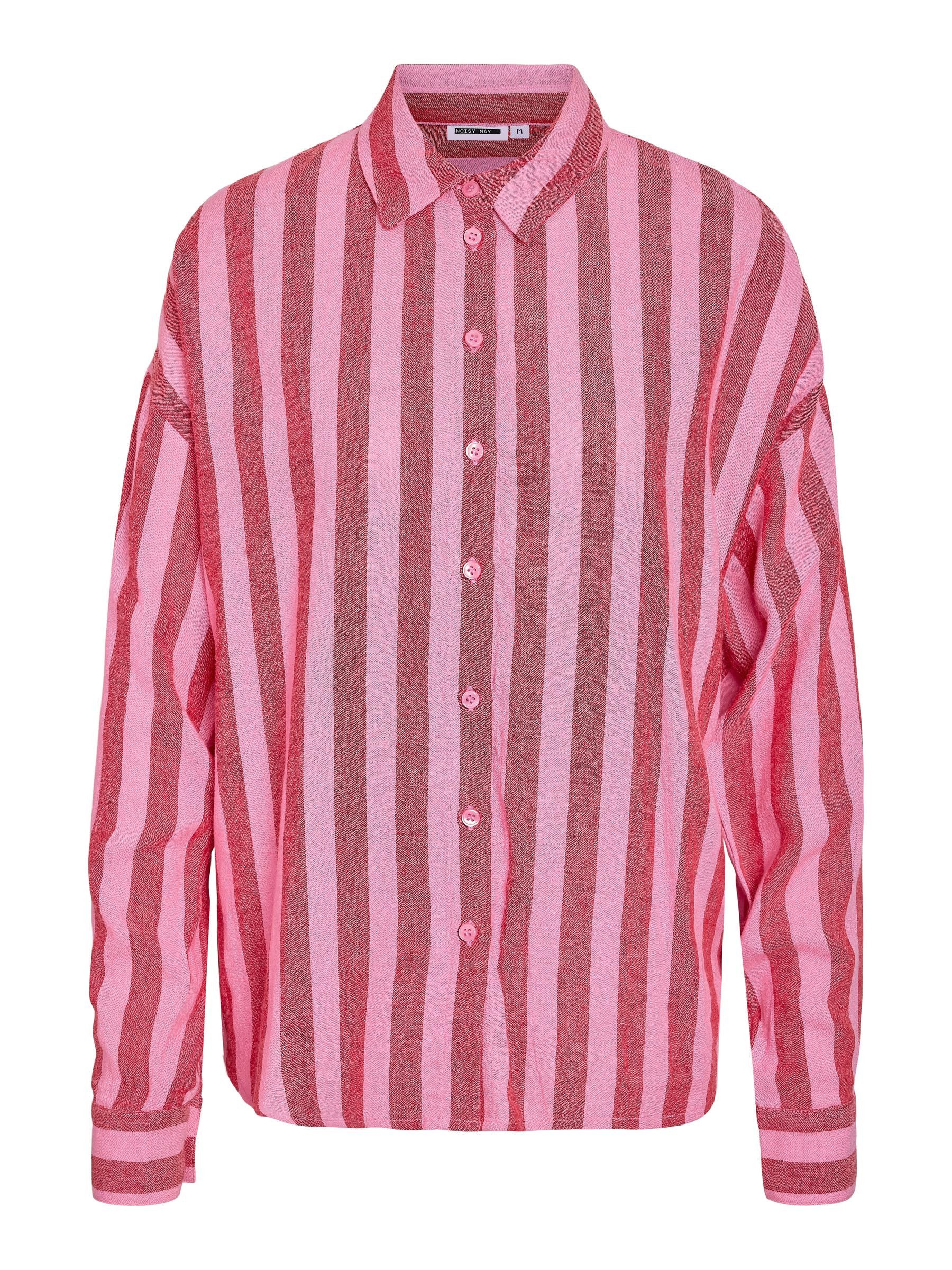 Noisy may Blusenshirt Gestreifte Bluse Knopfleiste Rundhalsausschnitt (1-tl günstig online kaufen