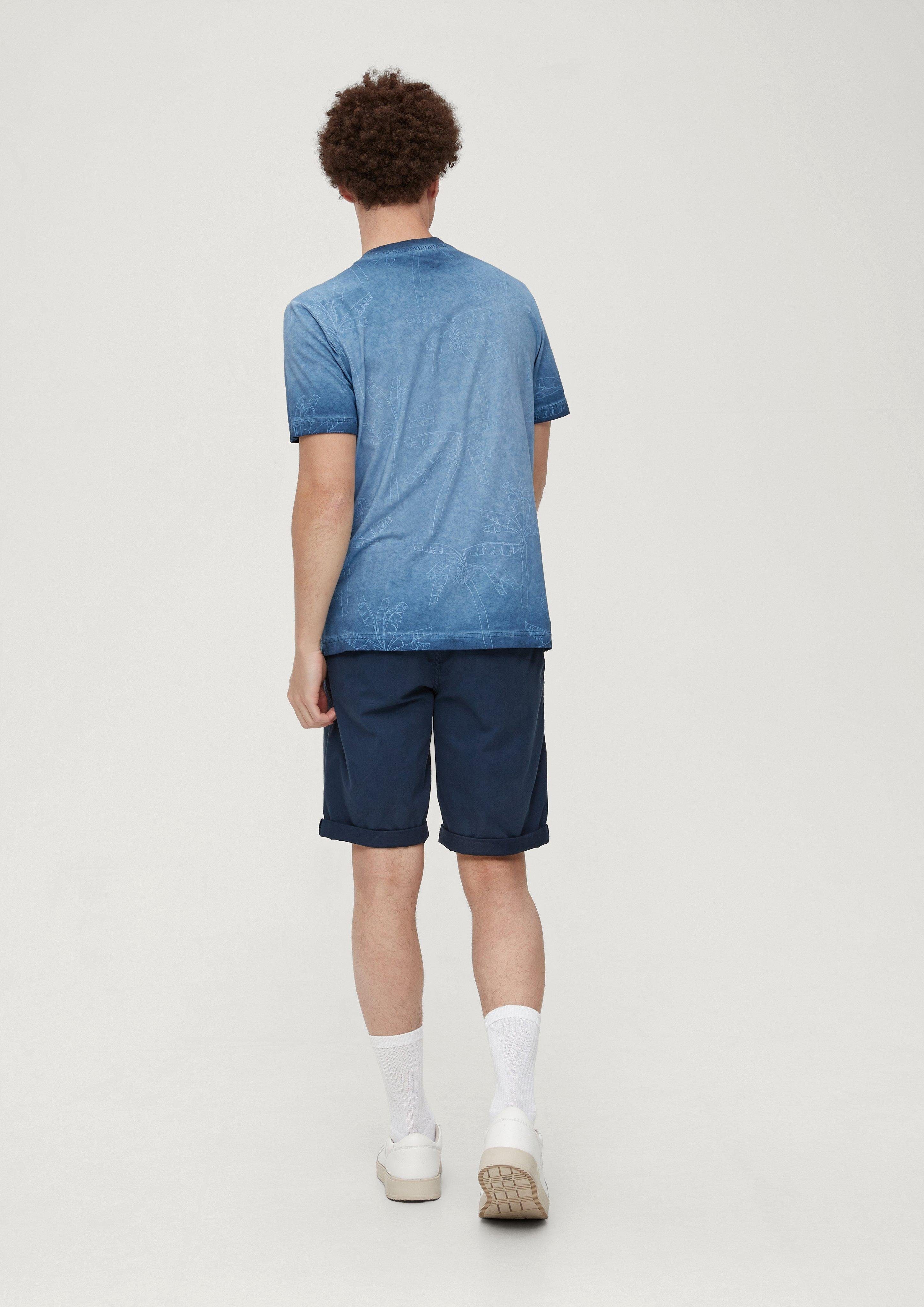 QS tiefblau Baumwolle T-Shirt reiner aus Kurzarmshirt