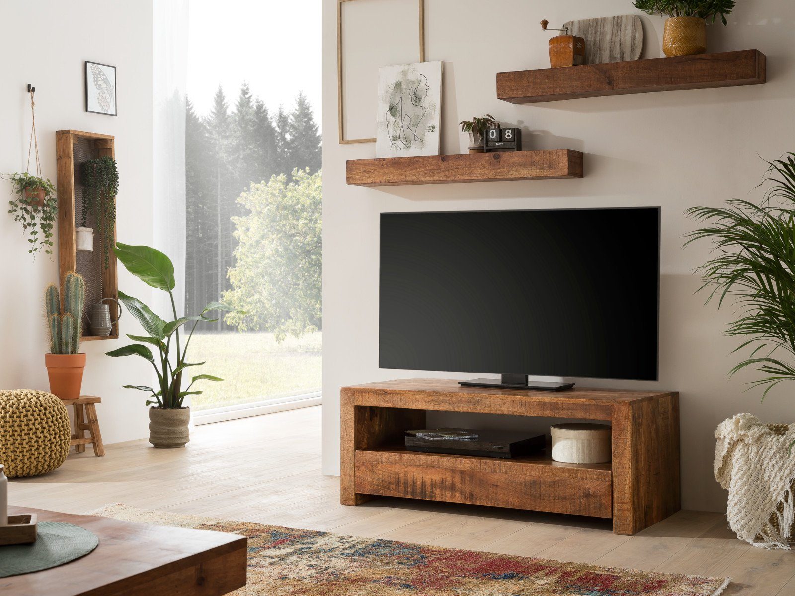 massivum Couchtisch Country 135x75 aus Massivholz Mango (1-St)