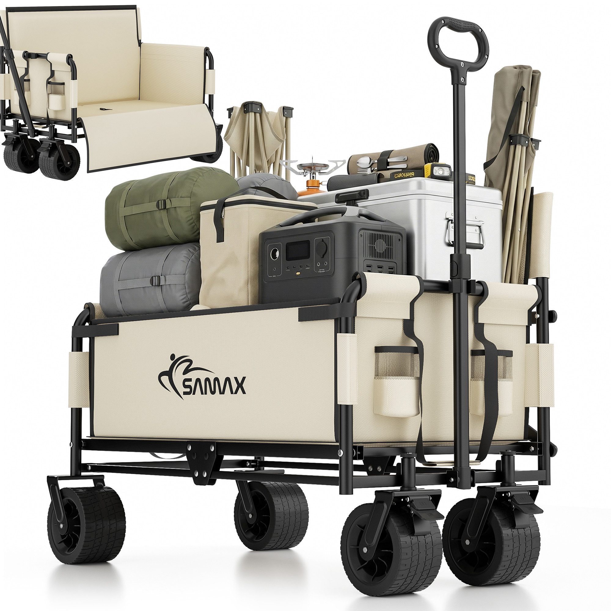 SAMAX Bollerwagen Faltbarer Offroad Festival Edition - Schwarz / Matcha Grün