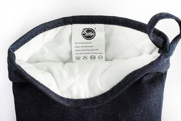 Sallys Topfhandschuhe Backhandschuhe, lange Baumwollmanschetten bis 230 °C, Zweifach vernäht, Für Rechts-und Linkshänder geeignet