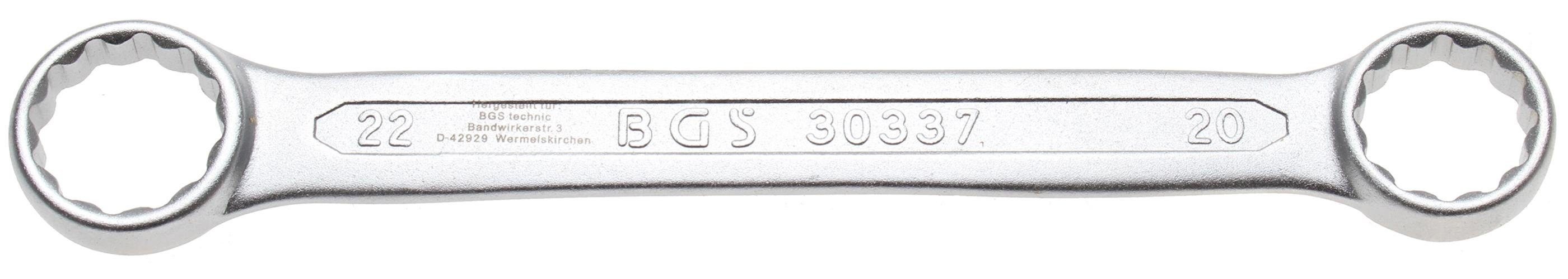 BGS technic Ringschlüssel Doppel-Ringschlüssel, extra flach, SW 20 x 22 mm | Ringschlüssel