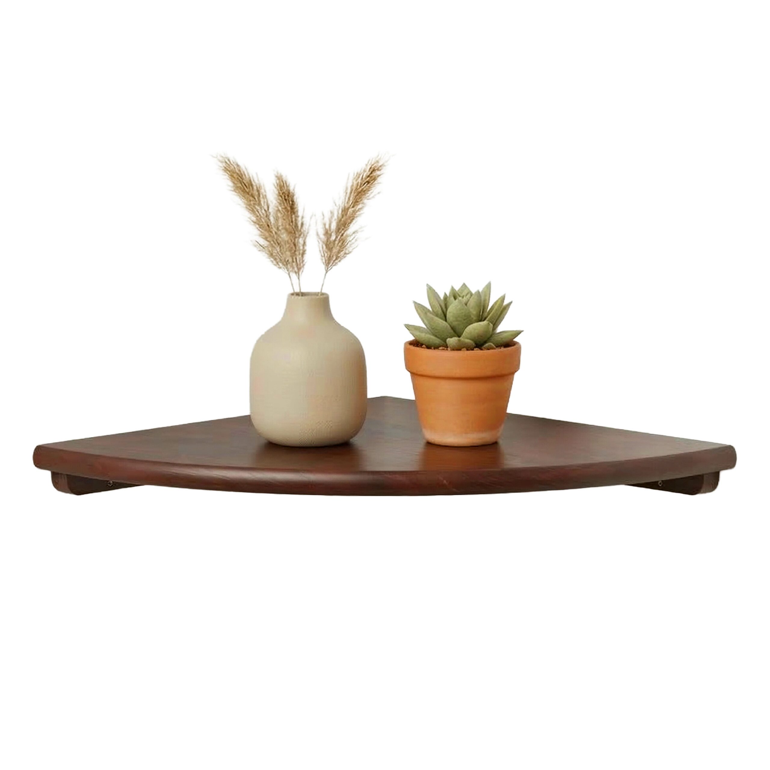 relaxdays Eckregal Wand Walnussholz, dunkelbraun, 18 cm
