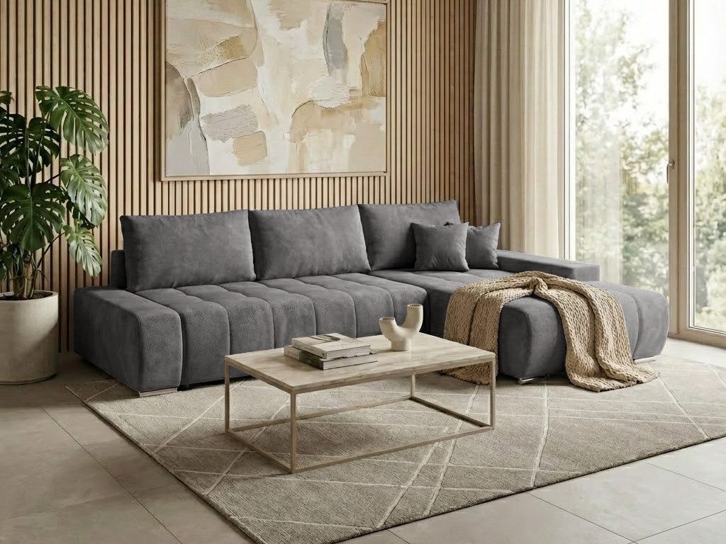 Beautysofa Ecksofa Draco L mit Schlaffunktion, in pflegeleichten Stoffen, Bettkasten
