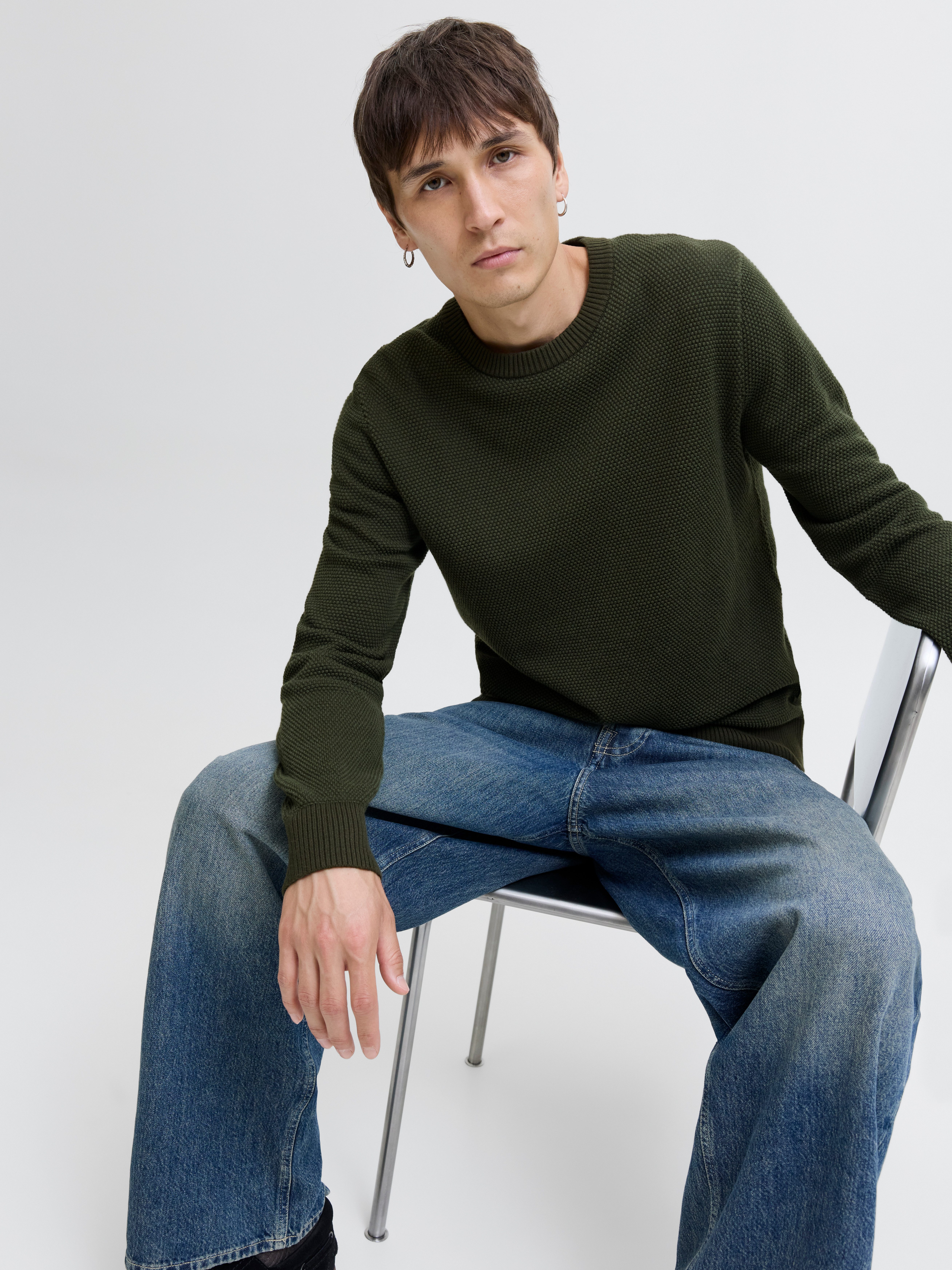 Jack & Jones Rundhalspullover JJEGLOBE KNIT CREW NECK NOOS in Strick Optik günstig online kaufen