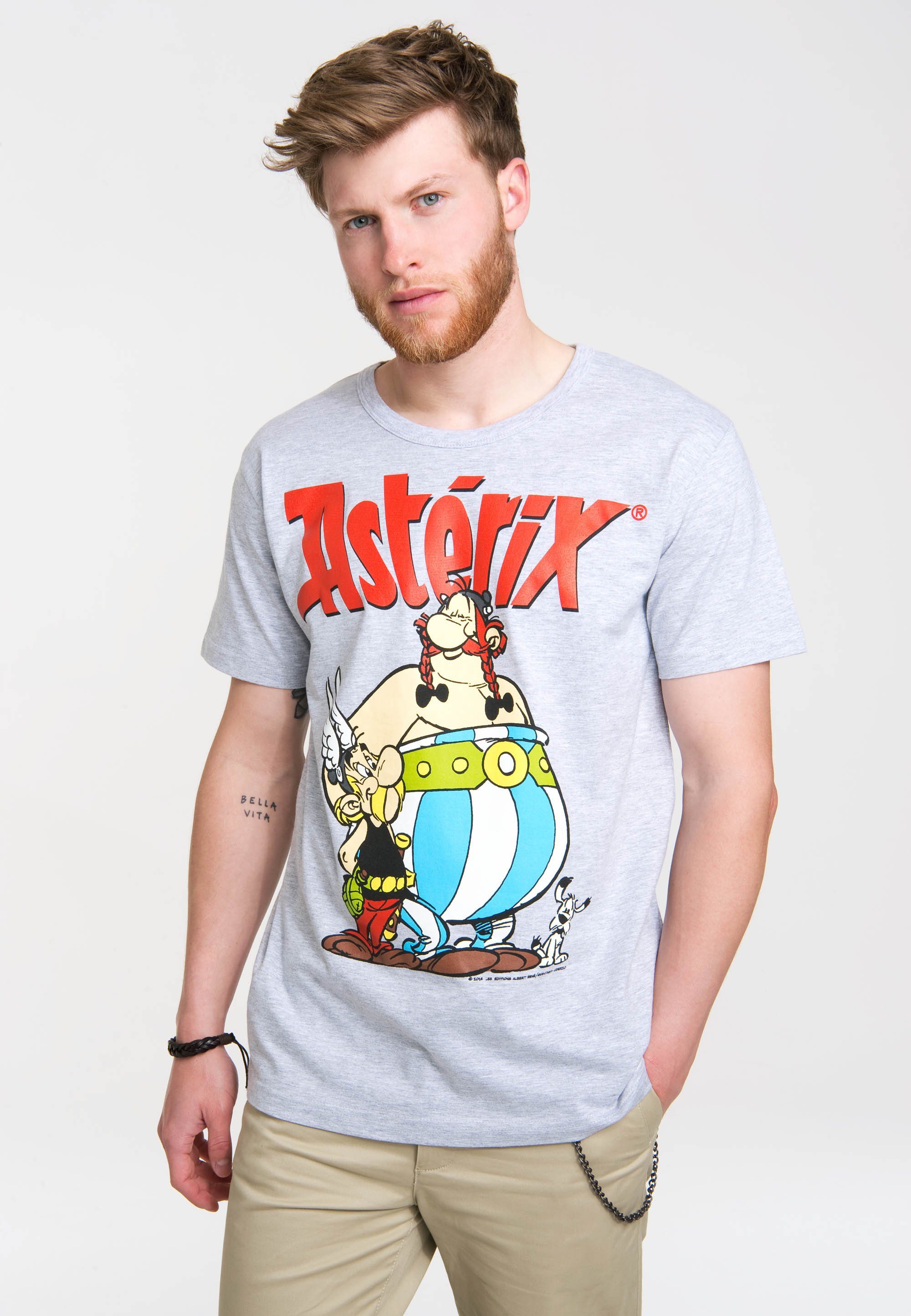 LOGOSHIRT T-Shirt Asterix & mit Obelix Retro-Print coolem