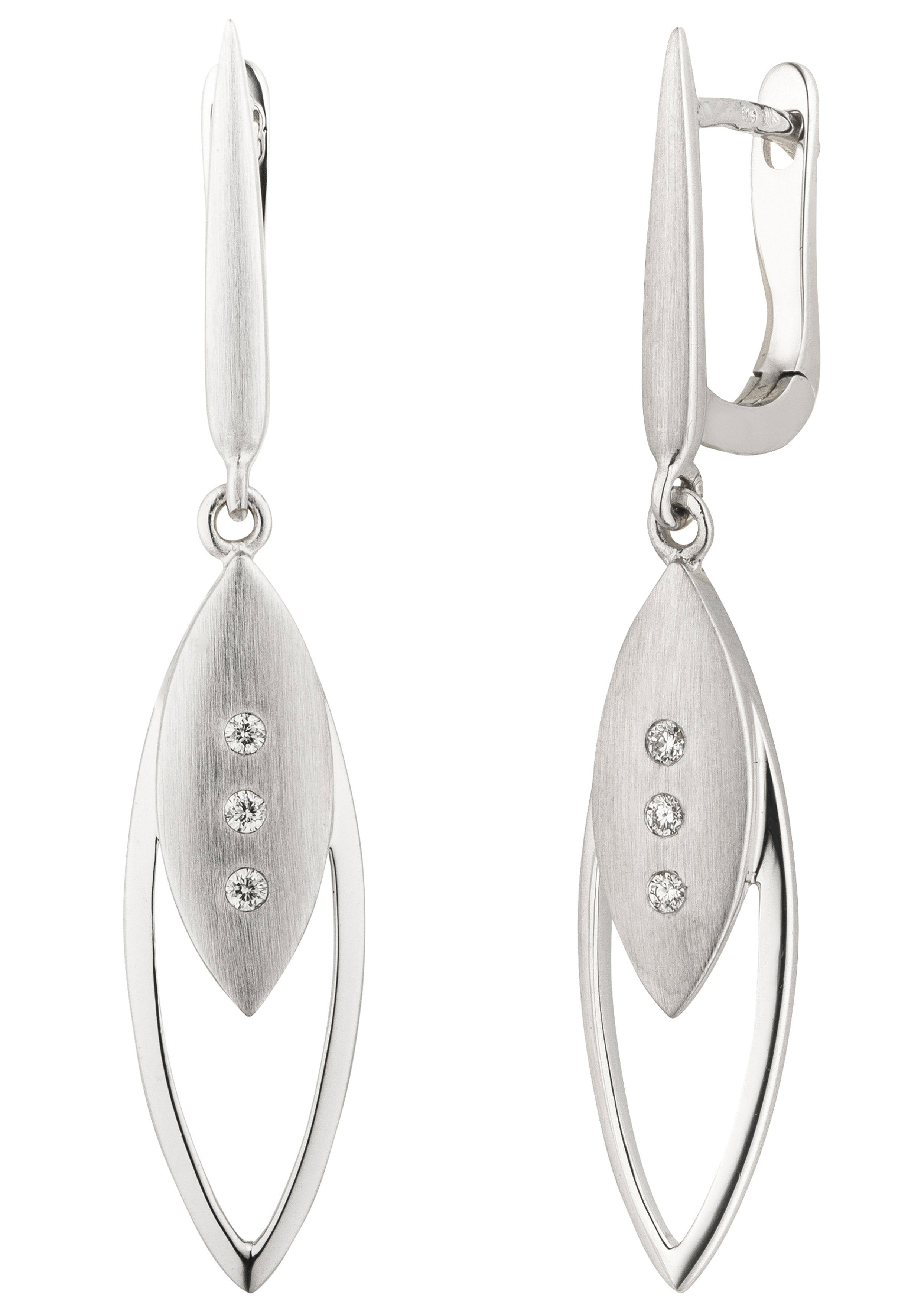 JOBO Paar Ohrhänger, 585 Weißgold matt... JOBO Paar Ohrhänger, 585 Weißgold matt...