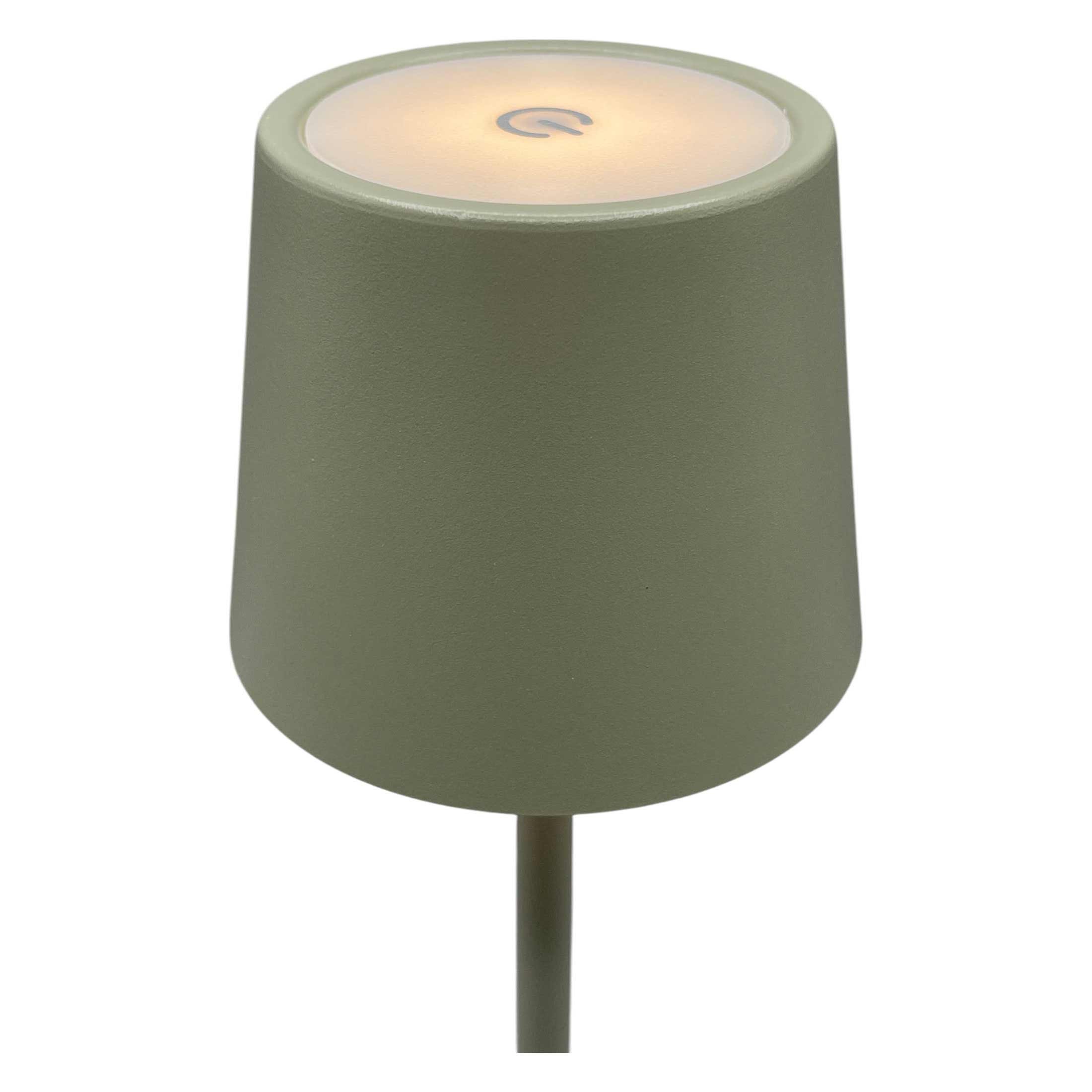 Coen Bakker Deco BV LED Außen-Tischleuchte Portable Light, mehrere Helligkeitsstufen, LED, warmweiß, kaltweiß, neutralweiß, USB dimmbar touch Metall oliv matt 40 LED 26,5cm