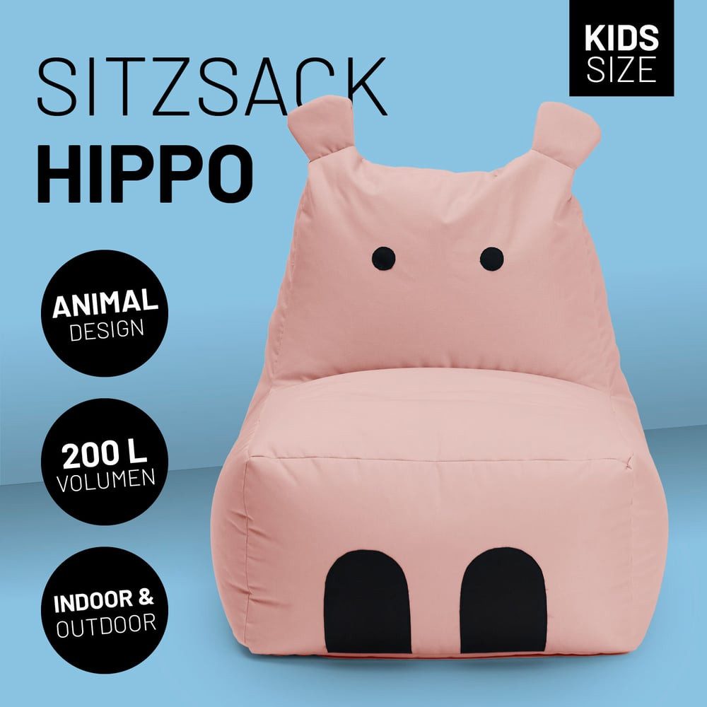Lumaland Sitzsack Kinder Hippo Tier Kissen 80x70x65 cm, Wohlfühl Sitzkissen günstig online kaufen