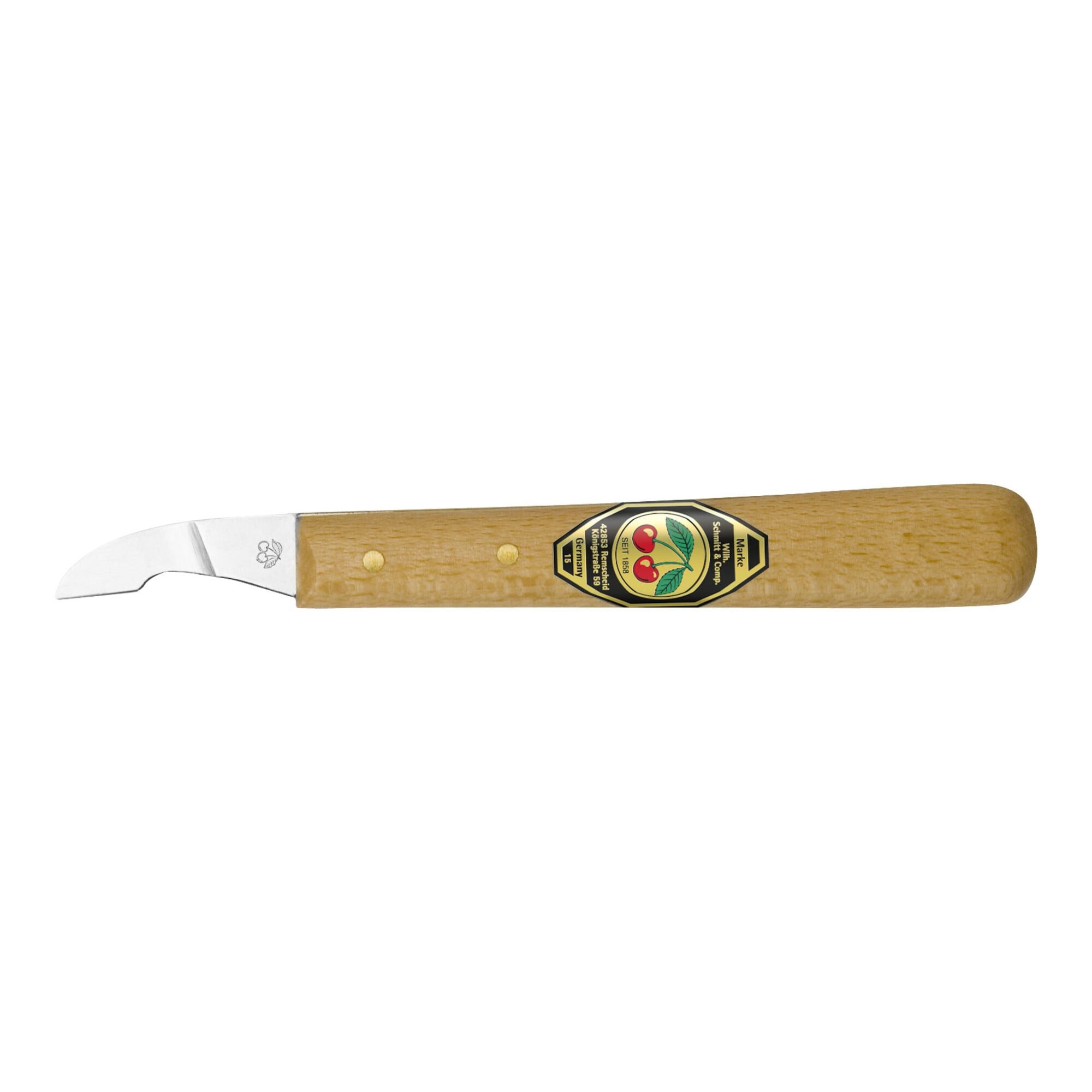 Kirschen Taschenmesser Kirschen Kerbschnitzmesser mit Holzheft mit kurzer schräger Schneide