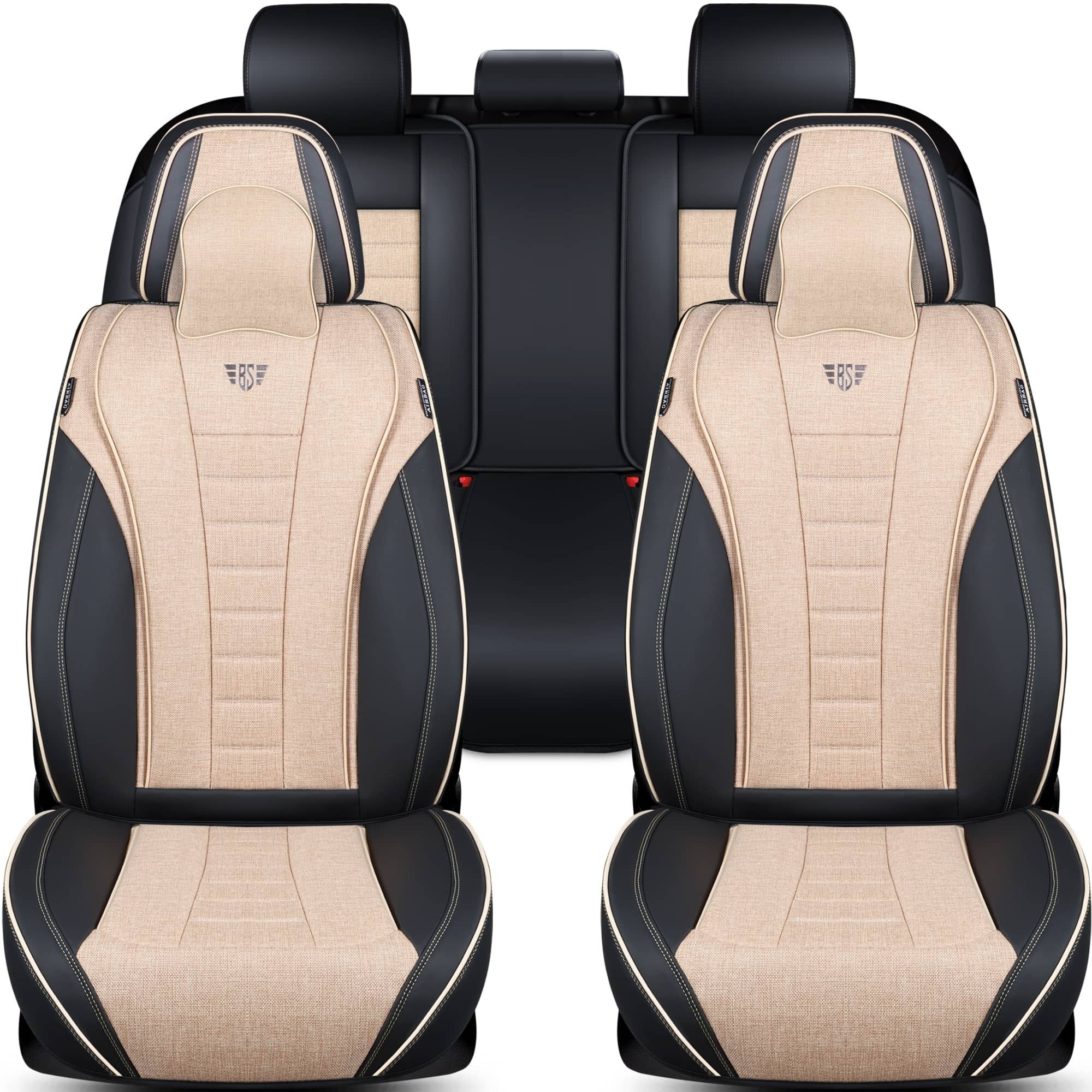 BREMER SITZBEZÜGE Autositzbezug für BMW X6 F16 Bj 2014-19 (FNL3), Set, Komplettset Vorne und Hinten, in Schwarz/Beige