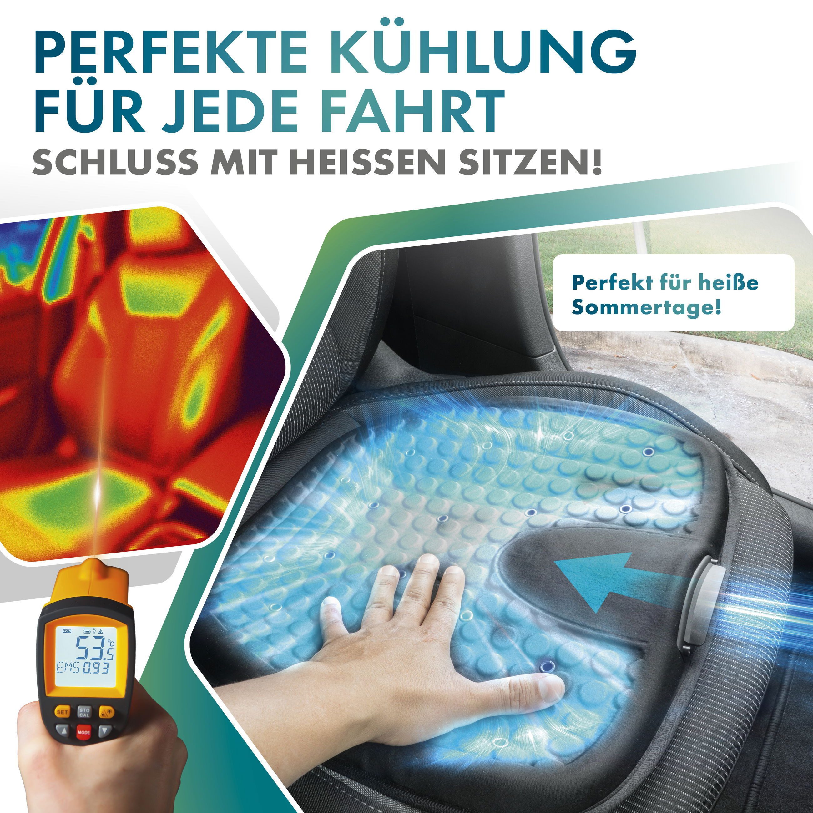 WALSER Autositzauflage Sitzkissen mit Kühlung, 1 Stück, 1-tlg.