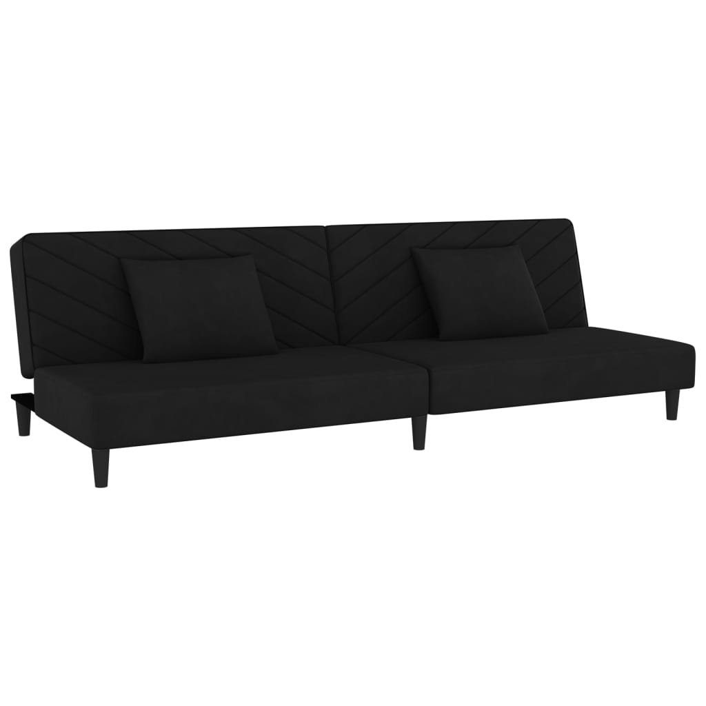 Schlafsofa 2-Sitzer Schwarz mit furnicato Kissen Samt 2