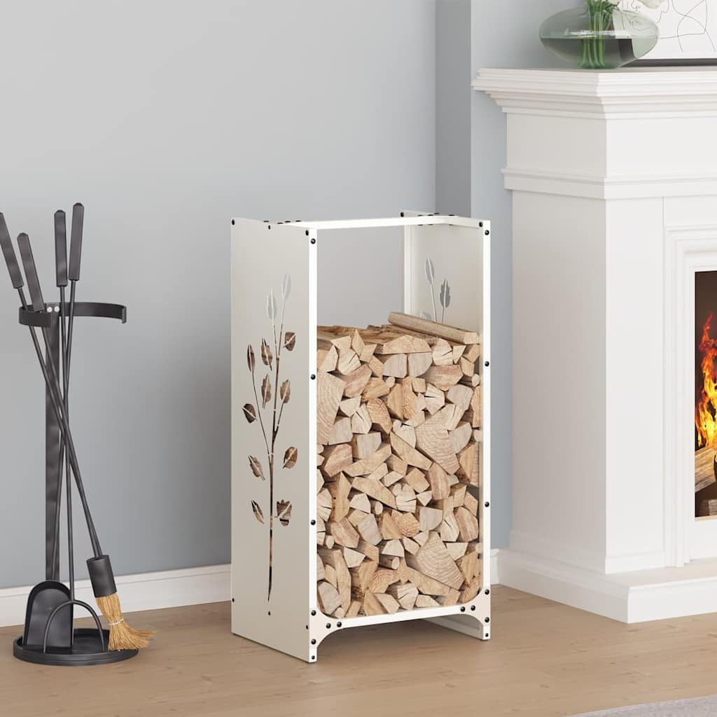 vidaXL Kaminholzregal Brennholzregal Weiß 40x30x80 cm Kaltgewalzter Stahl