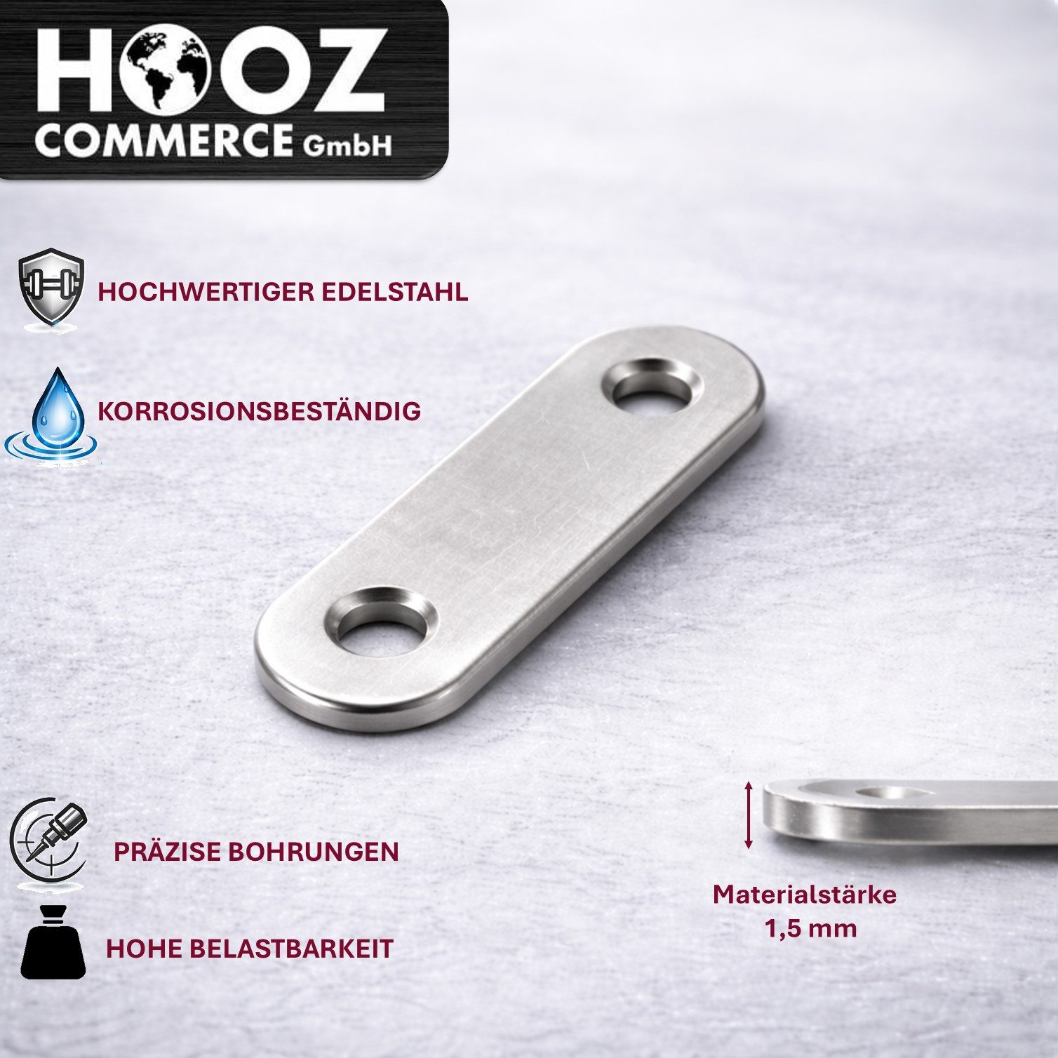 HOOZ Flachverbinder 10er Set Holzverbinder aus Edelstahl mit der Größe 40 mm, verzinkt, (Set)