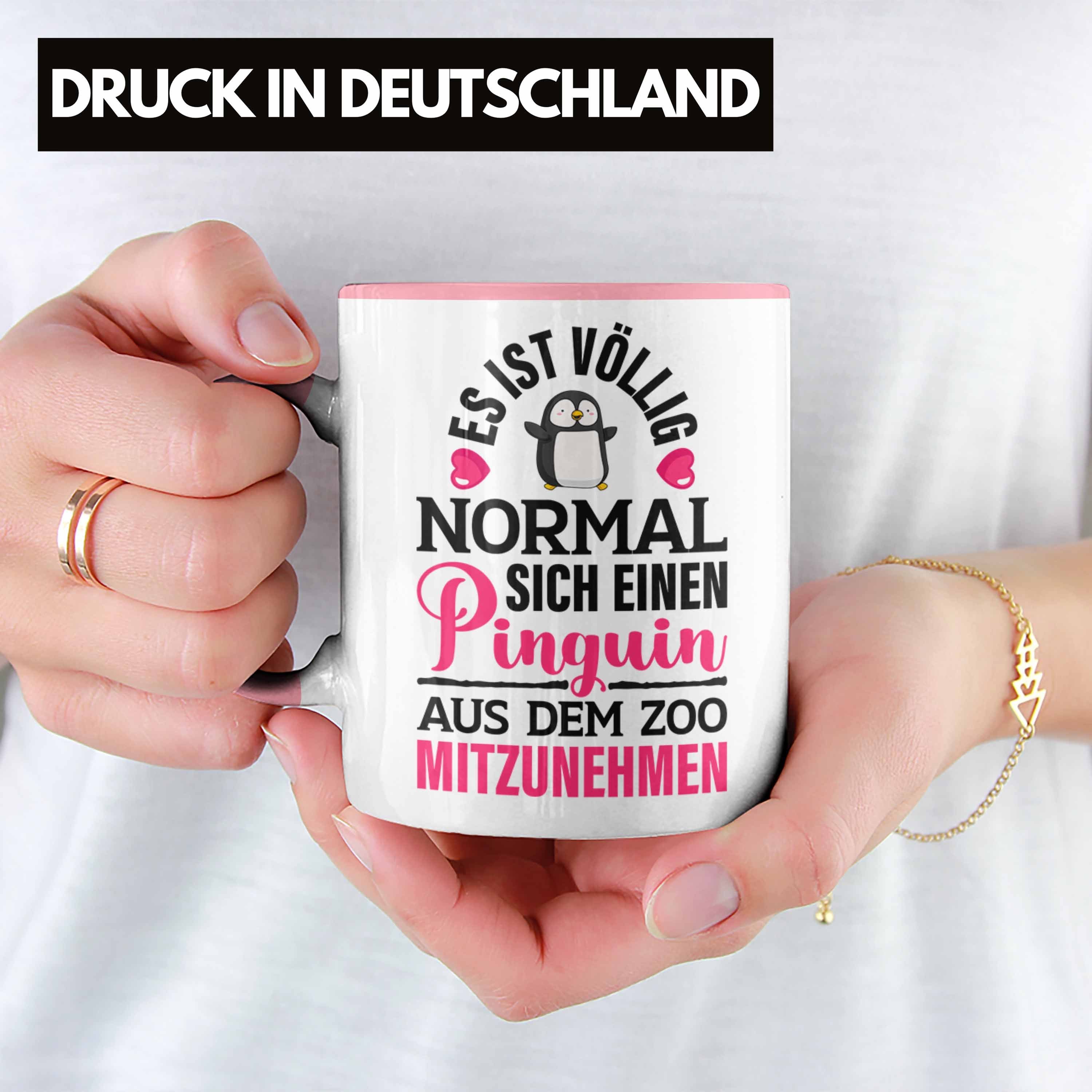 Trendation Tasse Trendation - Rosa Liebe Spruch Tasse Geschenk Pinguin Kinder Kollegin