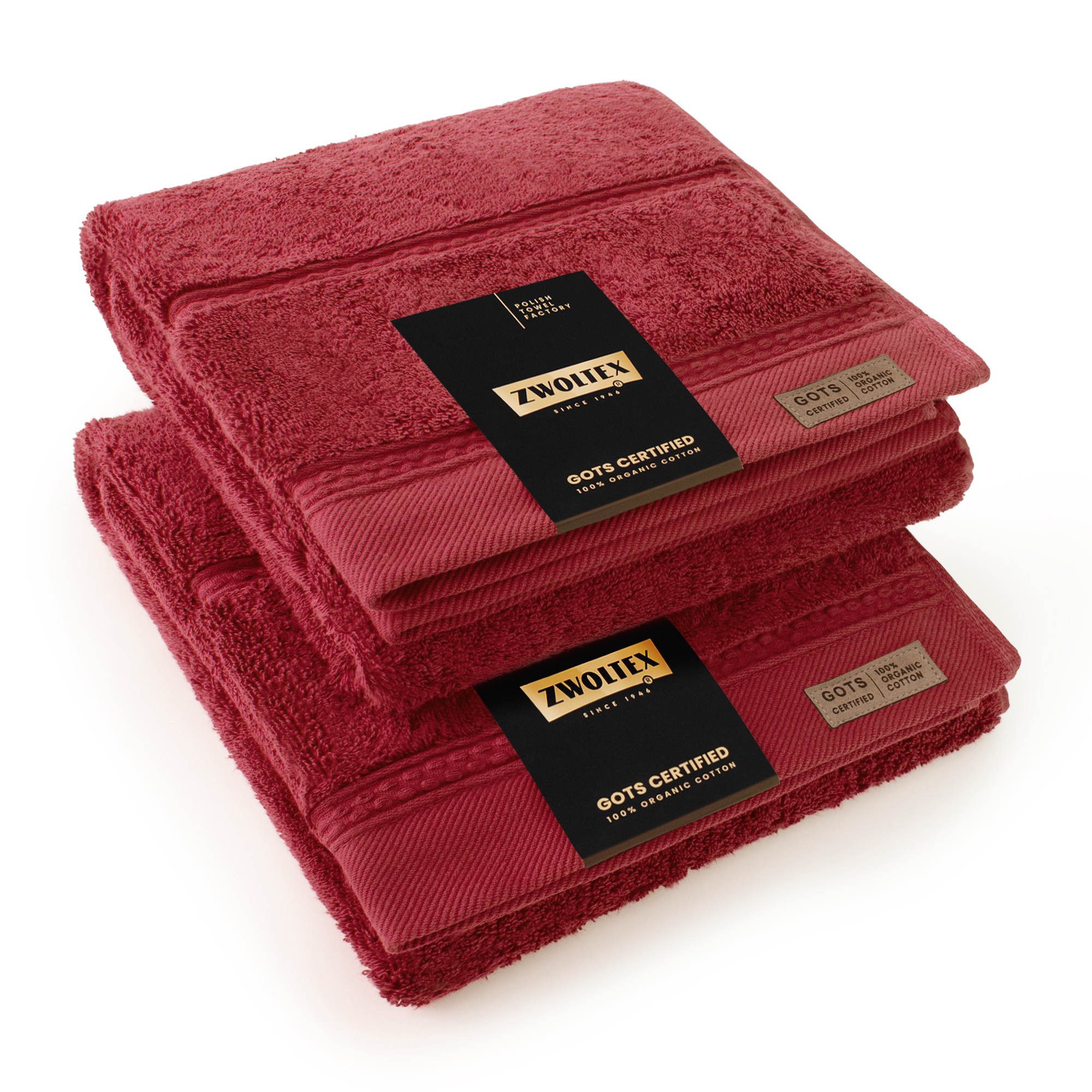 Zwoltex Handtücher 650g/m² dickes Handtuch Set weich saugstark Baumwolle Rot, (GOTS Bio Baumwolle OEKO-TEX zertifiziert Handtücher 2x50x100), Sehr weiche Oberfläche sorgt für angenehme Nutzung im Alltag