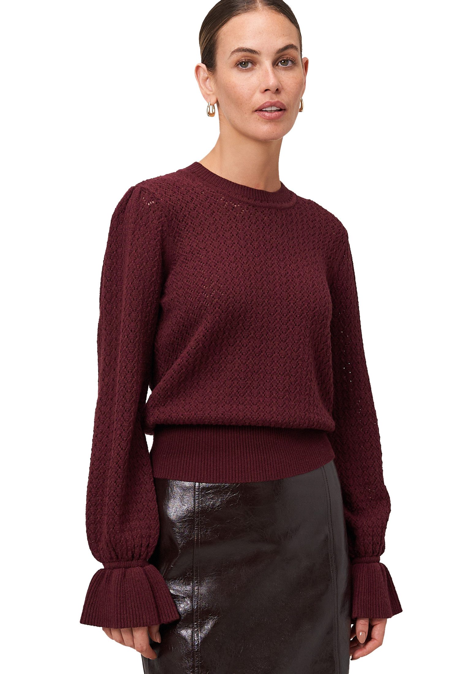 Zero Strickpullover Damen Pullover mit Volant-Ärmeln (1-tlg) weiteres Detail