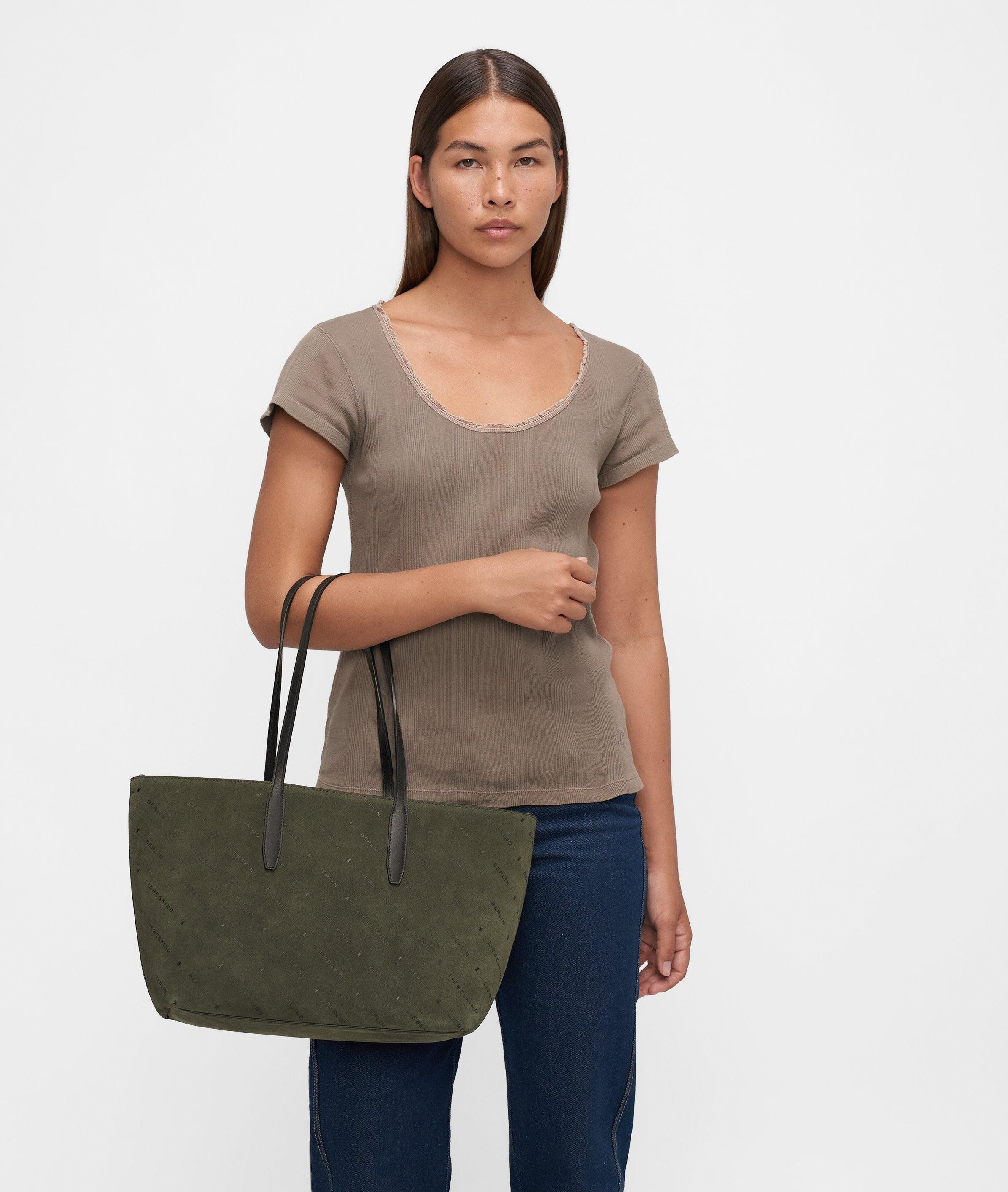 Liebeskind Berlin Shopper Monogram Shopper M, Shopper aus Veloursleder mit Liebeskind Berlin Schriftzug