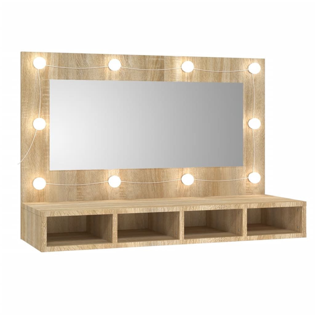 vidaXL Badezimmerspiegelschrank Spiegelschrank mit LED Sonoma-Eiche günstig online kaufen