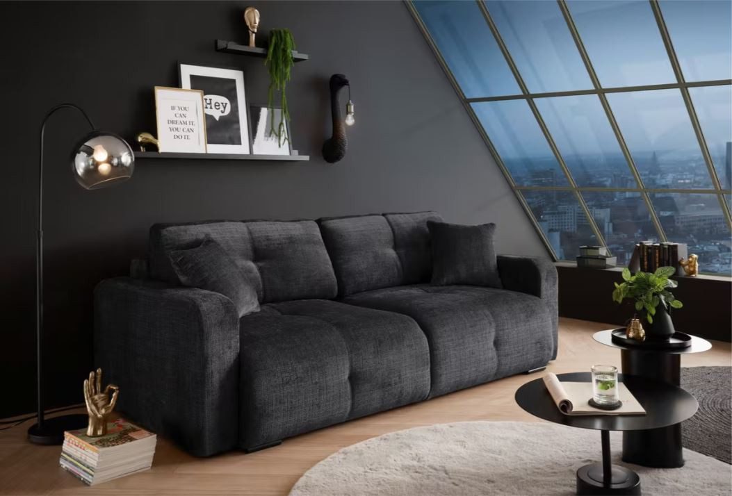 ED EXCITING DESIGN Big-Sofa Bullet 2, mit ausziehbarer Liegefläche, Bettkasten und Zierkissen