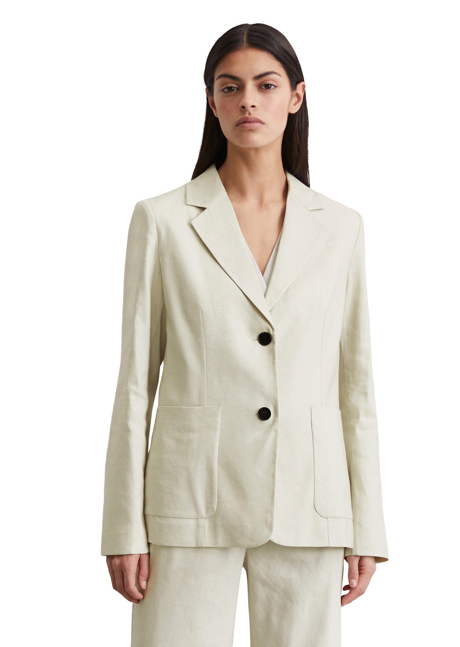 Longblazer aus Leinen-Viskose-Stretch