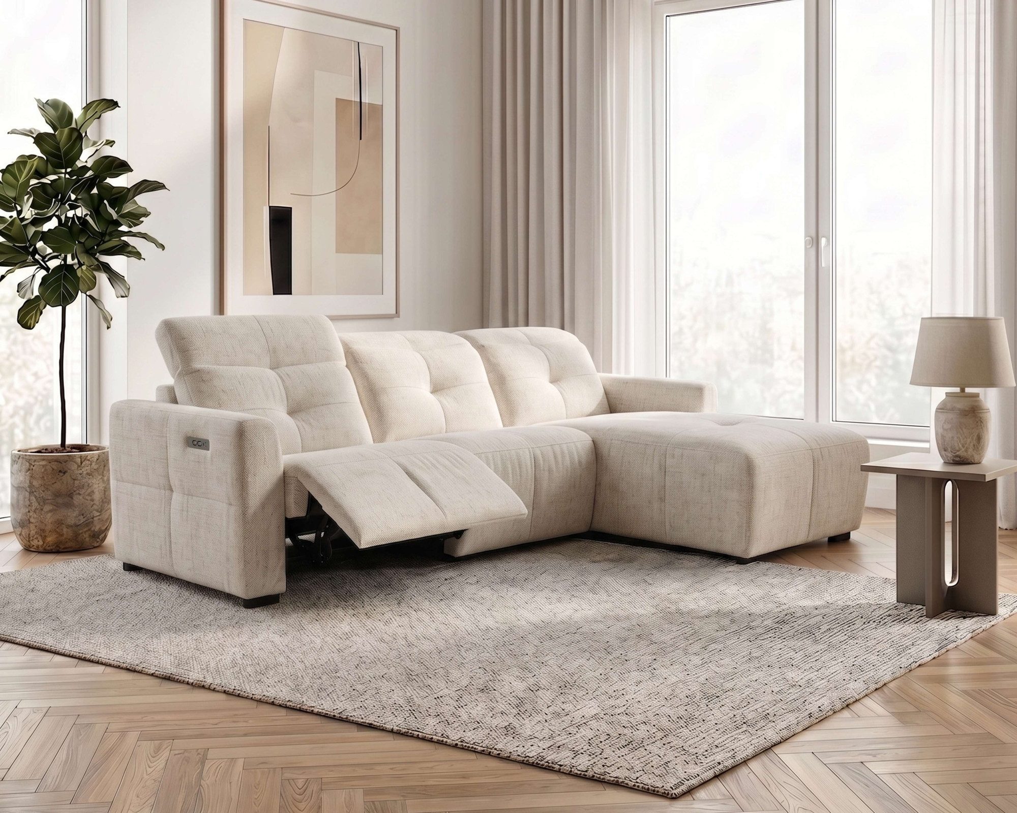 OTTO home Ecksofa CAARLA Webstoff, L-Form, 261 cm, man. o. elektr. Relaxfunktion (USB), mit USB-A und USB-C bei elektrischer Ausführung, …