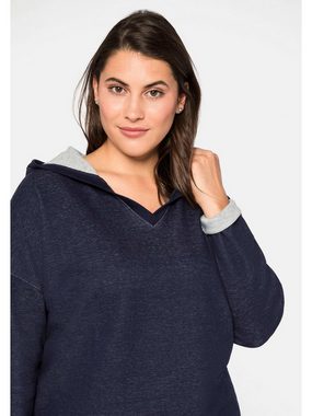 Sheego Kapuzensweatshirt Große Größen mit V-Ausschnitt