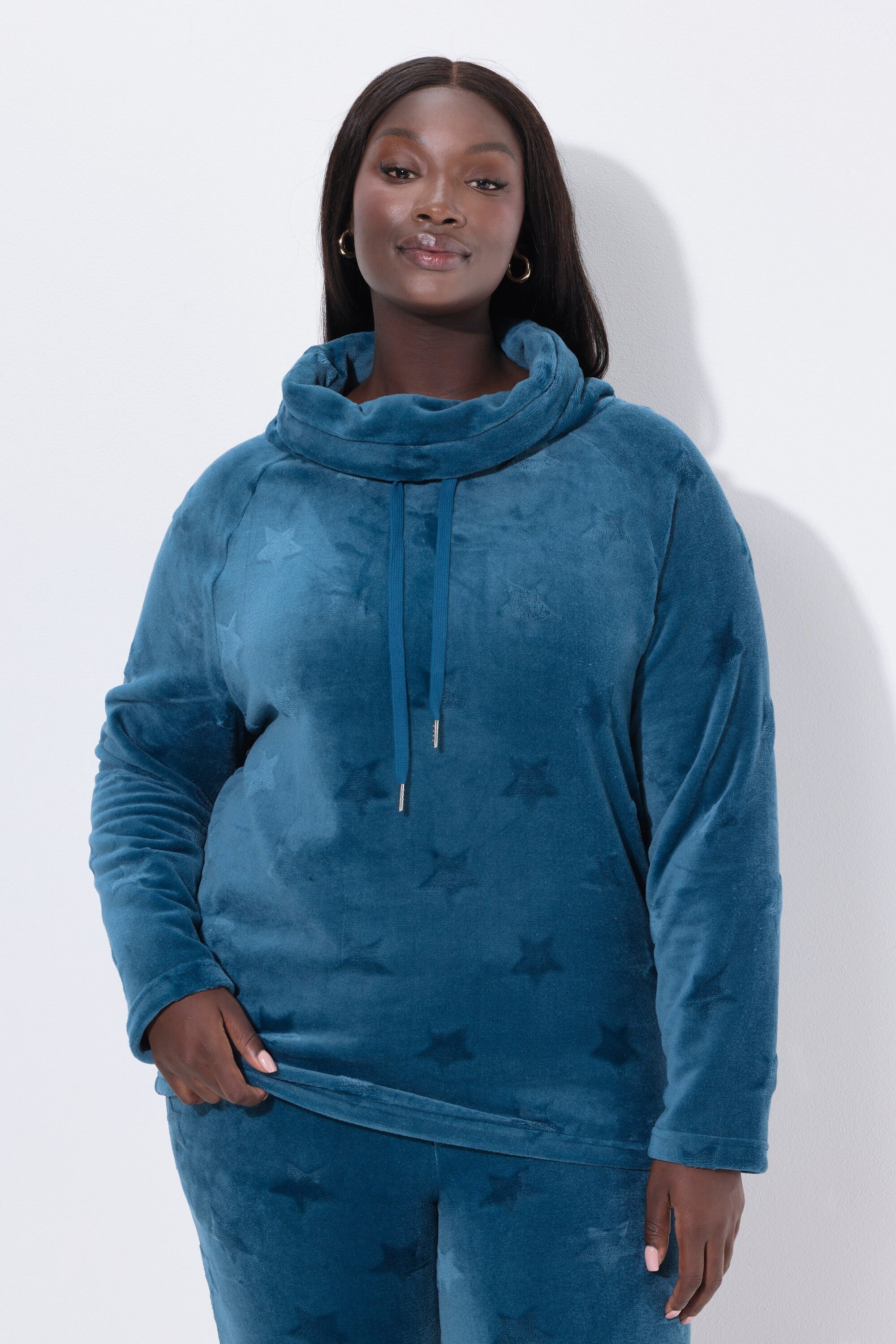 Ulla Popken Sweatjacke Homewear-Sweater Sternenstruktur Langarm günstig online kaufen