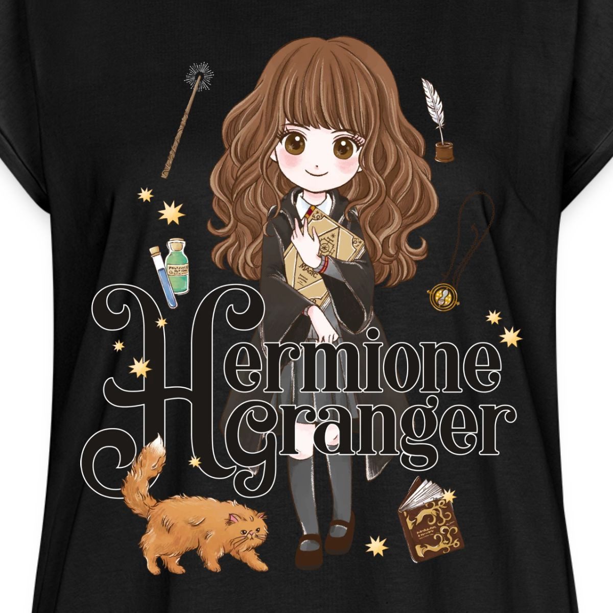 Spreadshirt T-Shirt Harry Potter Hermine Granger Chibi Damen Casual Relaxed T-Shirt (1-tlg)