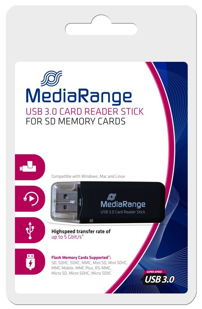 Mediarange Mediarange Card Reader Stick Card SD / SDHC / SDXC schwarz USB 3.0 Speicherkarte