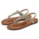 LASCANA Sommerschuh, offener Schuh, Zehentrenner Sandale, Pantolette mit Schmucksteinen in Glitzer-Optik VEGAN