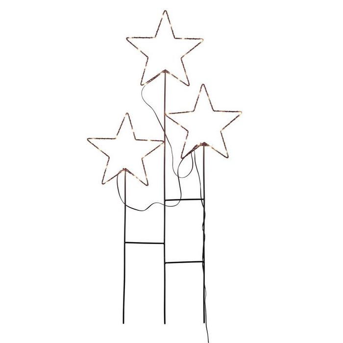 Spetebo Gartenstecker LED Gartenstecker Sterne mit Timer - 80 x 41 cm Garten Deko Beleuchtung Weihnachten Advent Winter - mit Timer Funktion Batterie betrieben