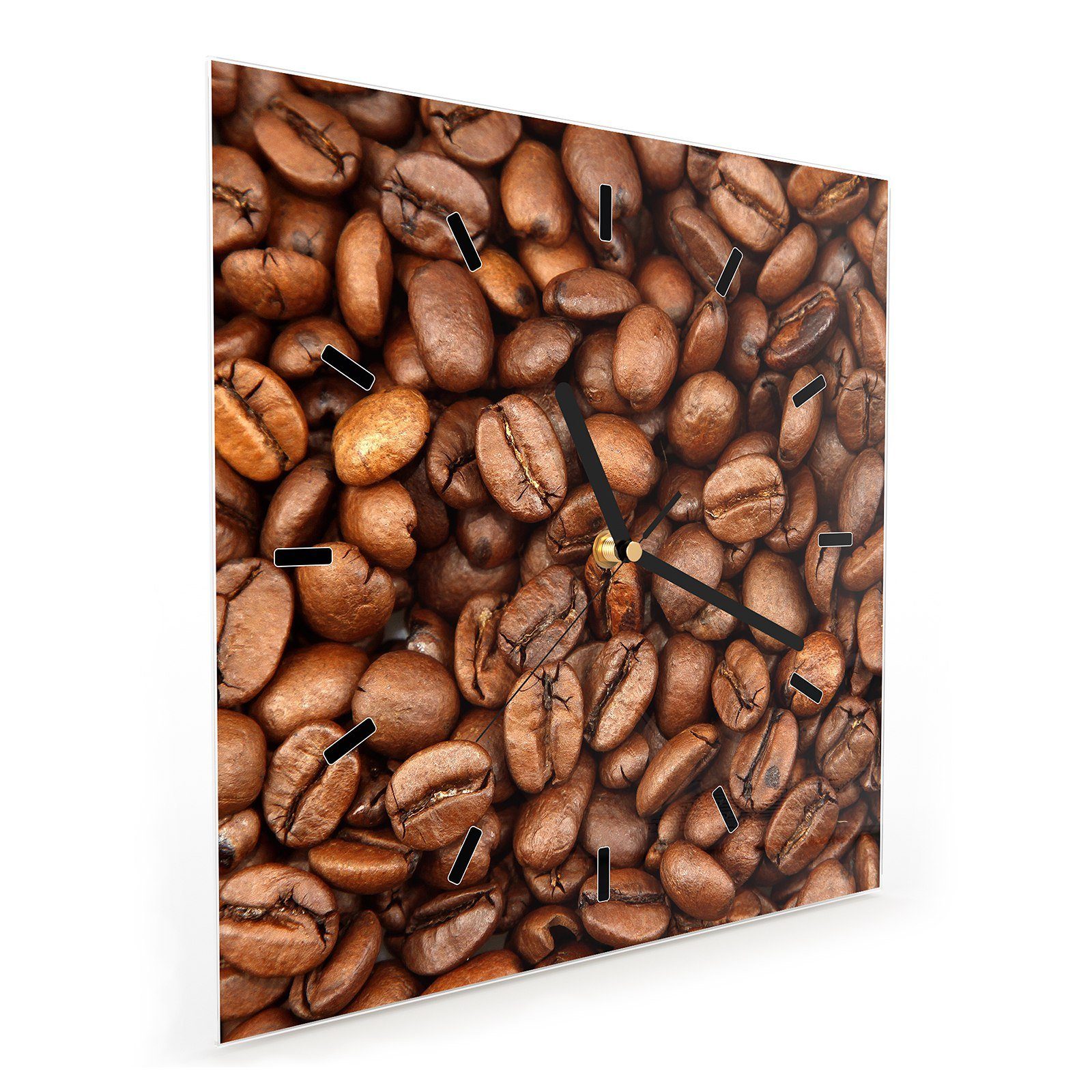 x Größe Glasuhr Wandkunst cm 30 30 Wanduhr Wanduhr mit Motiv Primedeco Geröstete Kaffeebohnen